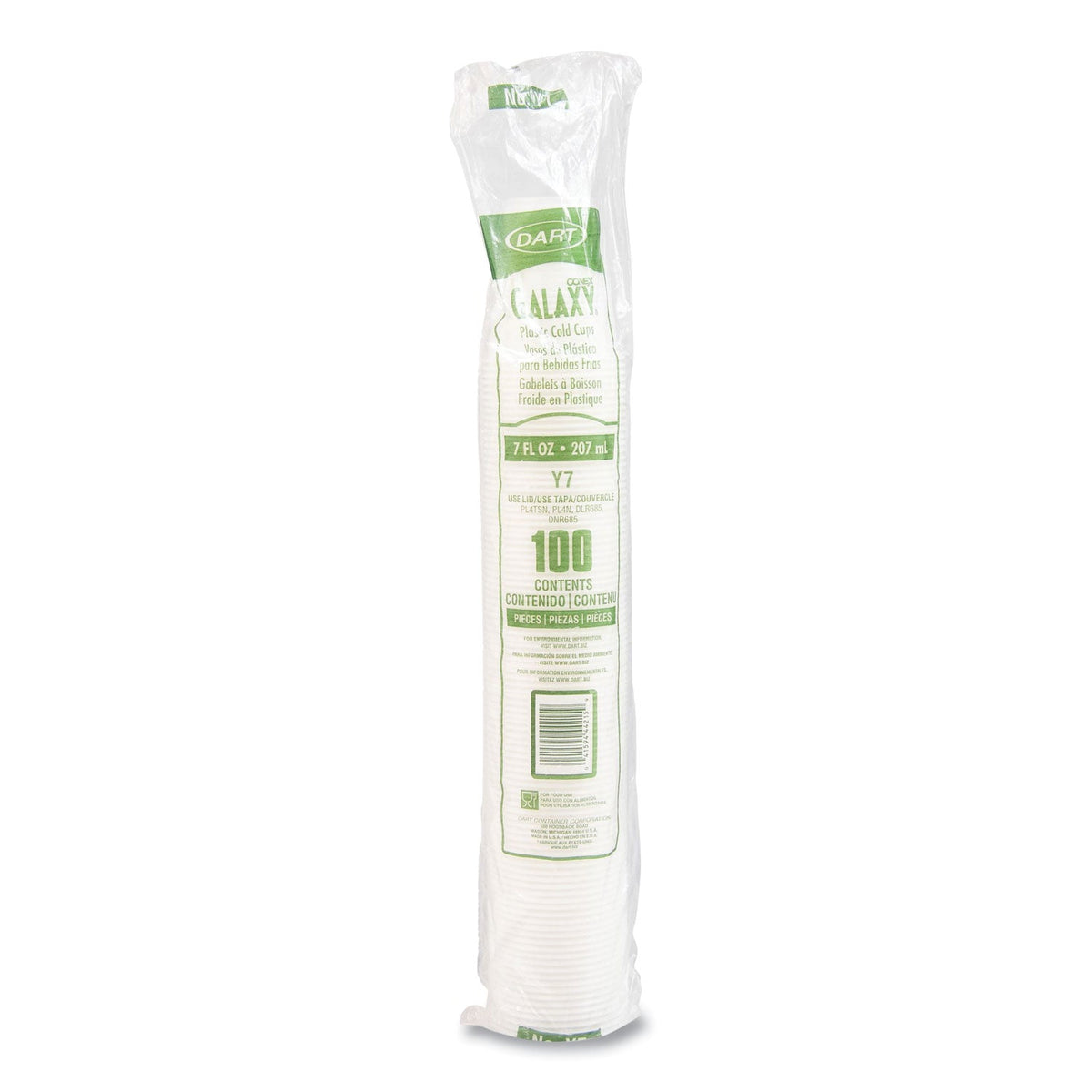 Dart® High-Impact Polystyrene Cold Cups, 7 oz, Plastic, Translucent, 100/Pack
