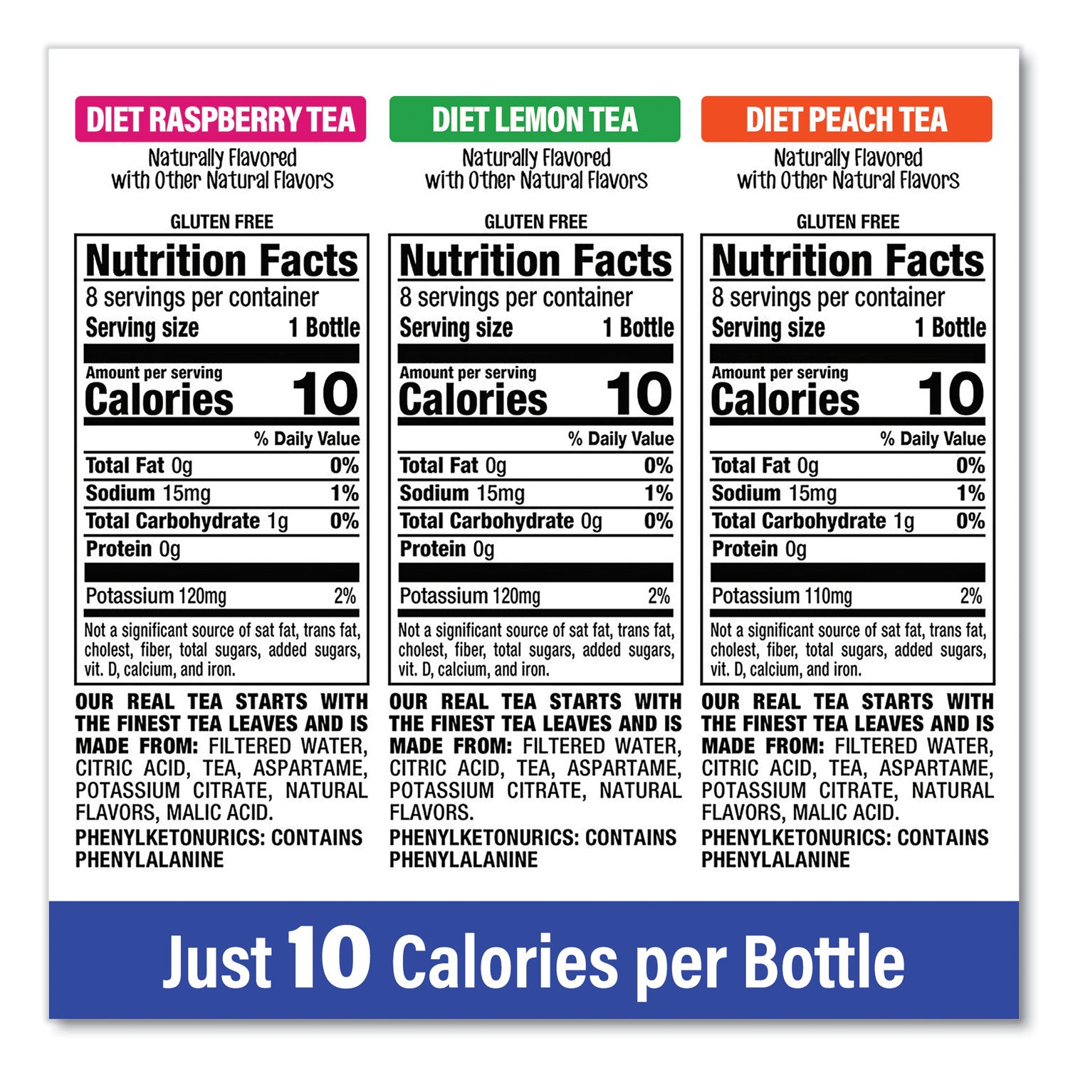 diet Snapple® Ice Tea Variety Pack, Assorted Flavors, 20 oz Bottle, 24/Carton