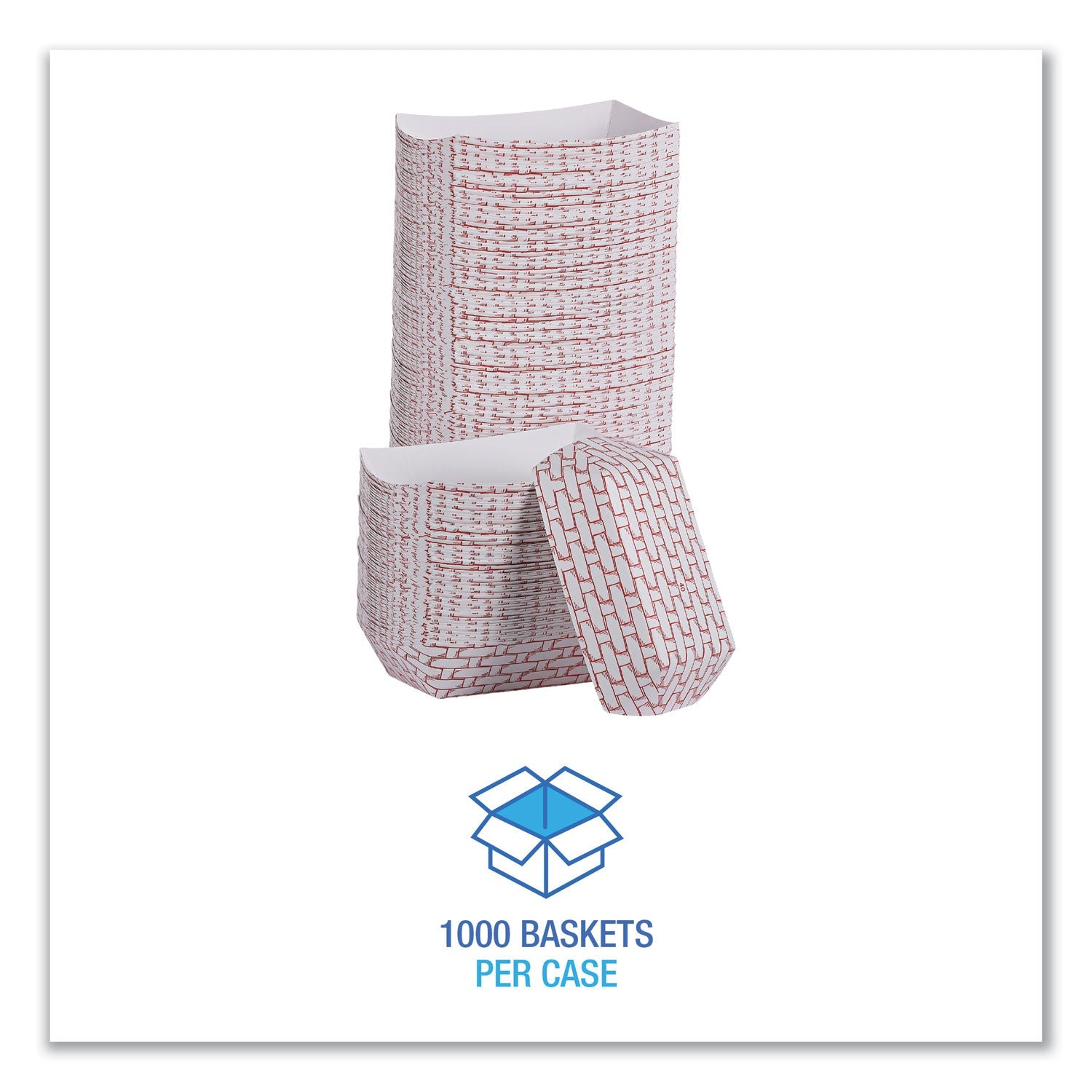 Boardwalk® Paper Food Baskets, 6 oz Capacity, 3.78 x 4.3 x 1.08, Red/White, 1,000/Carton