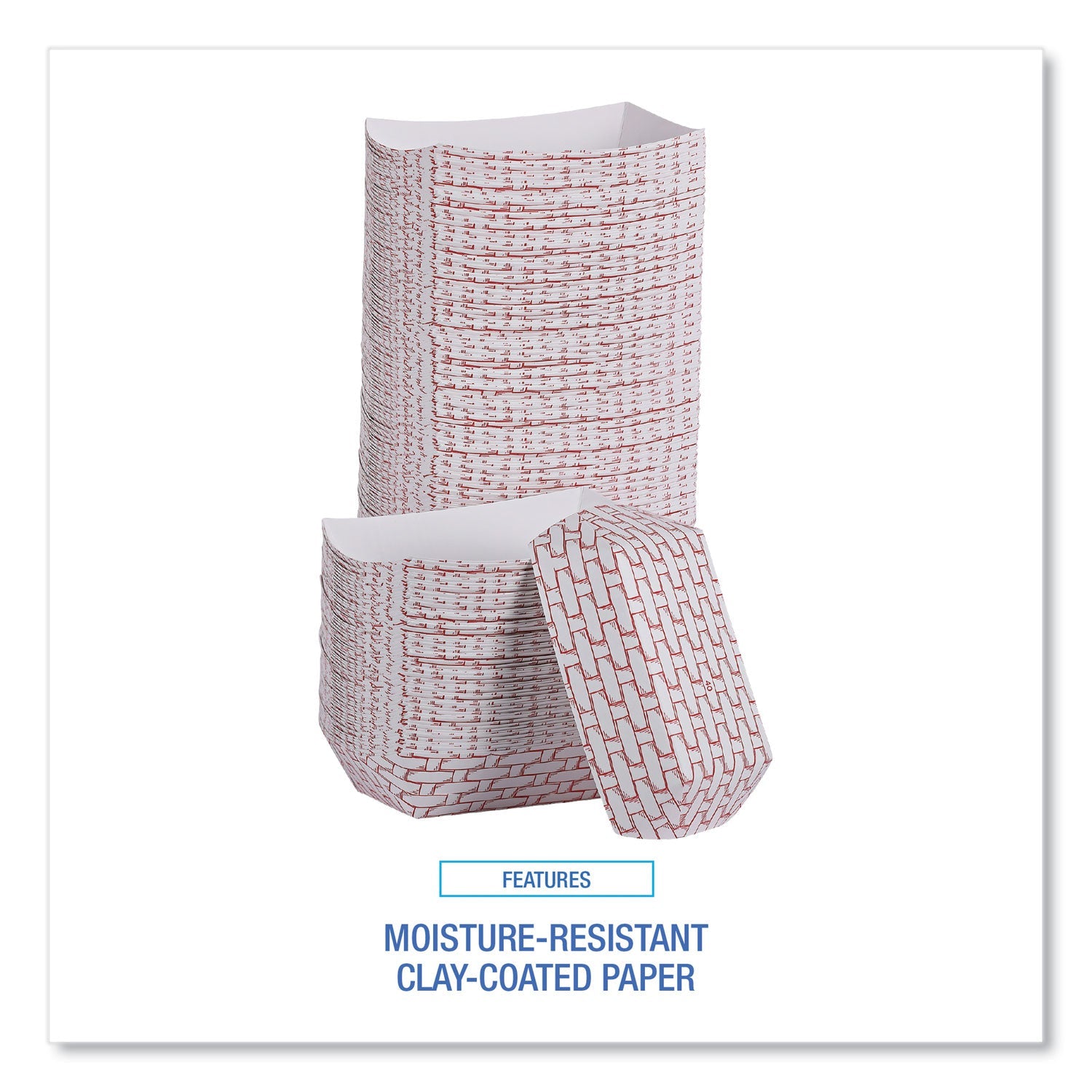 Boardwalk® Paper Food Baskets, 6 oz Capacity, 3.78 x 4.3 x 1.08, Red/White, 1,000/Carton