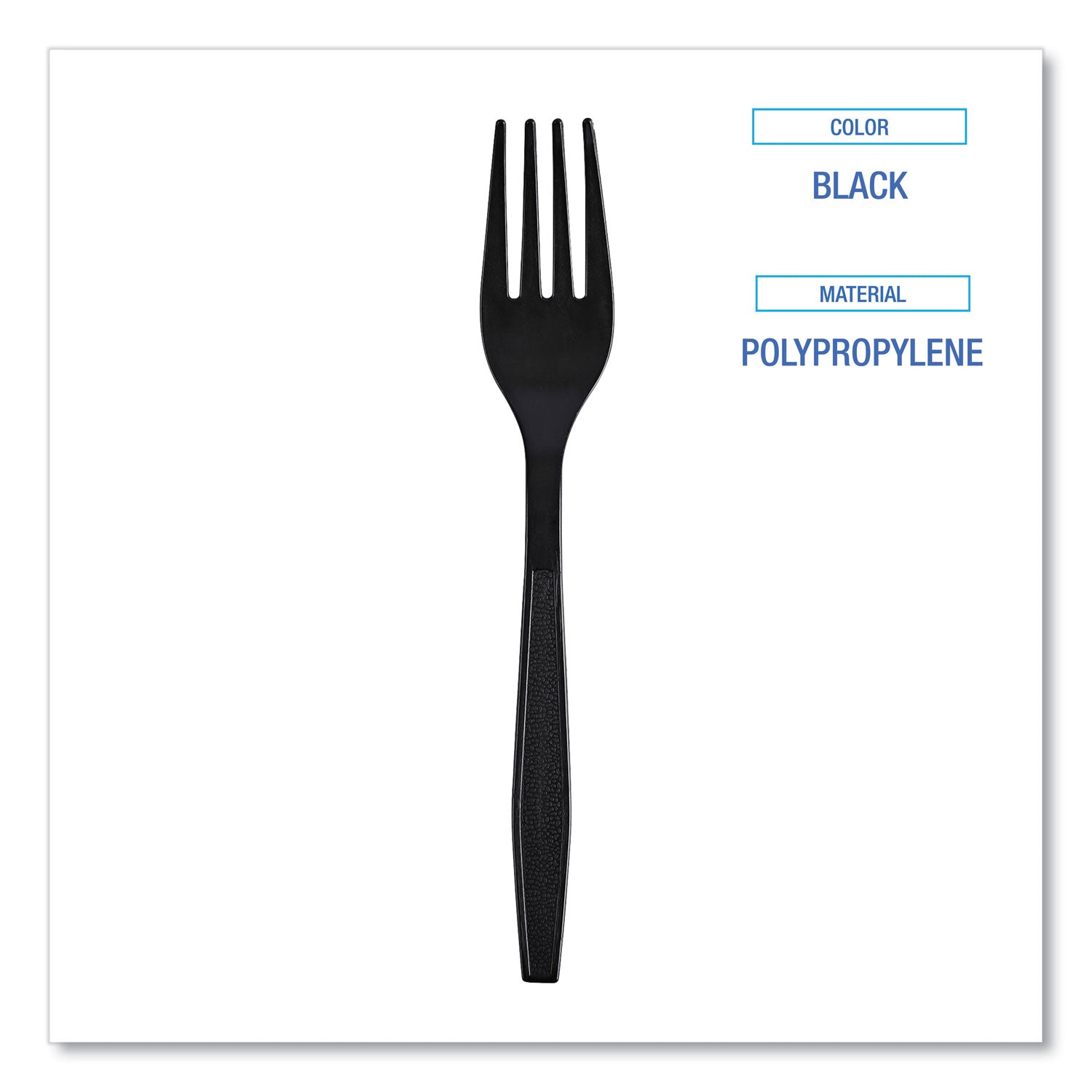 Boardwalk® Heavyweight Wrapped Polypropylene Cutlery, Fork, Plastic, Black, 1,000/Carton
