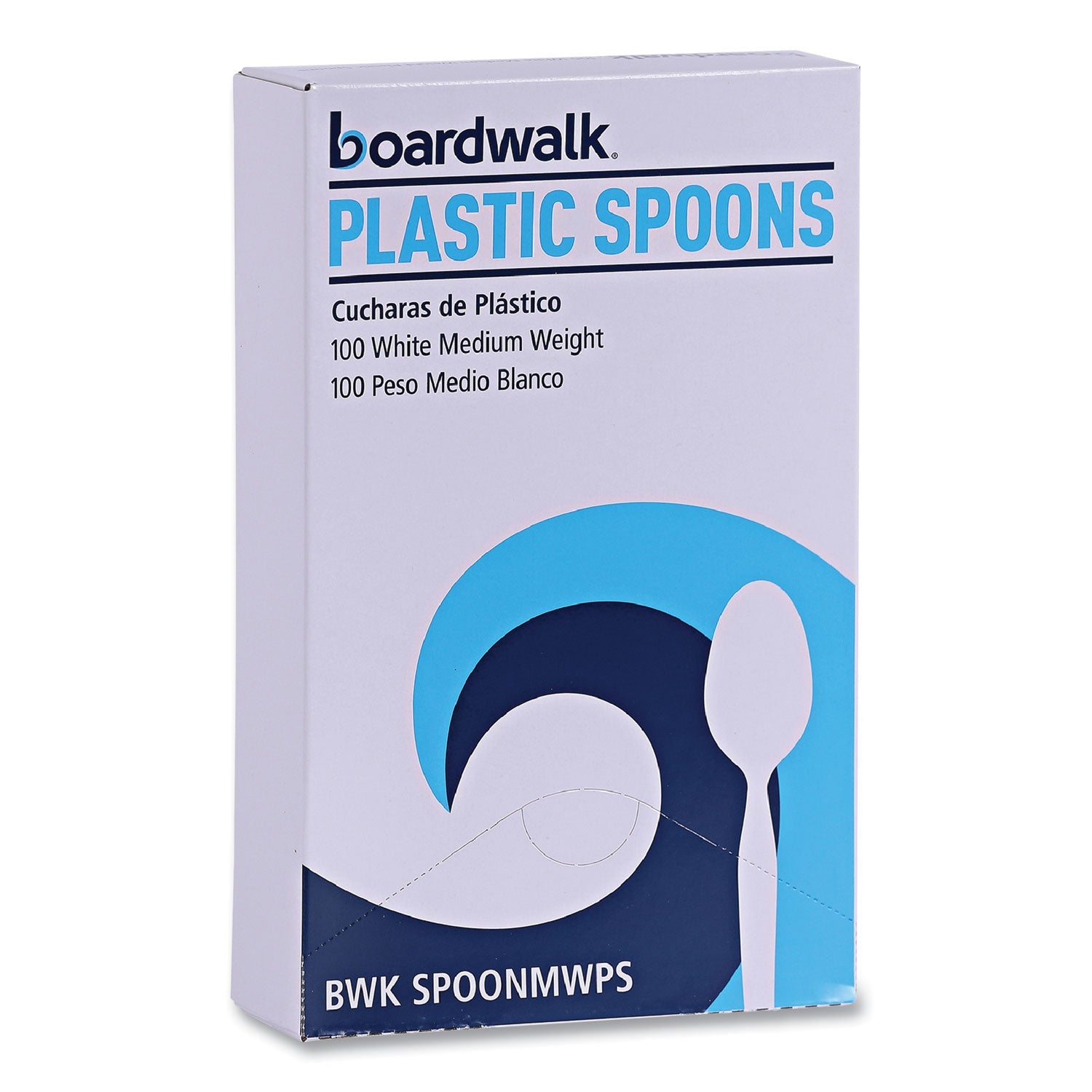 Boardwalk® Mediumweight Polystyrene Cutlery, Spoon, Plastic, White, 100/Box