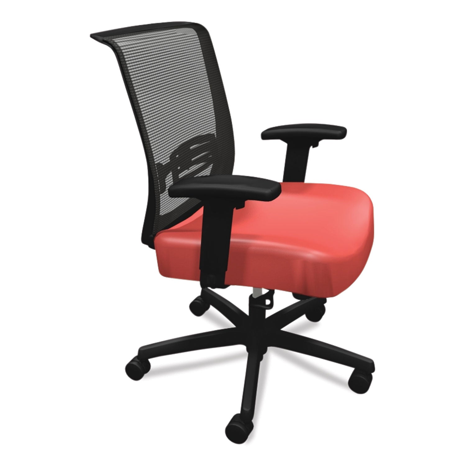 HON® Convergence Mid-Back Task Chair, Swivel-Tilt, Supports Up To 275 Lb, 16.5" To 21" Seat Height, Red Seat, Black Back/base