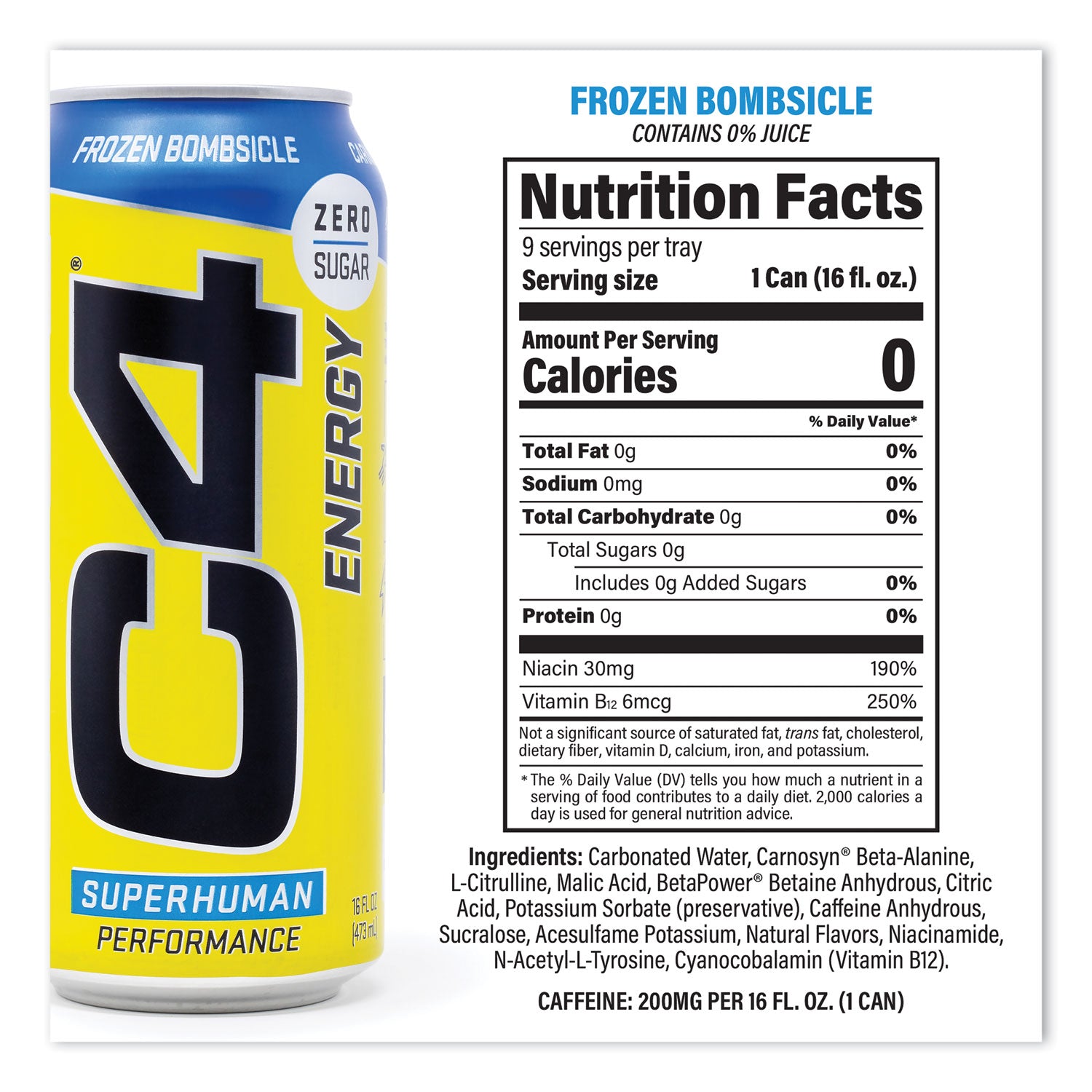 C4® Energy Drink Variety Pack, Assorted Flavors, 16 oz Can, 18/Carton
