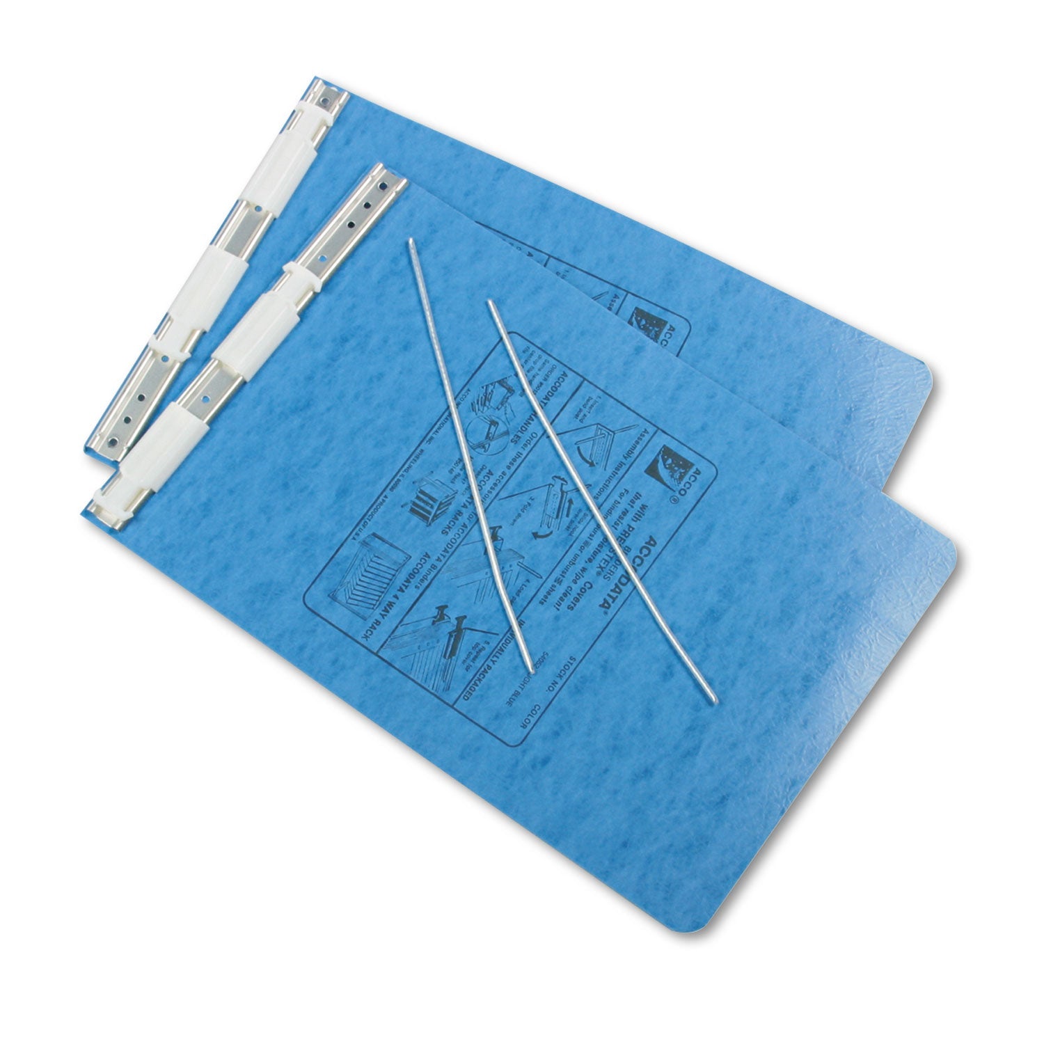 ACCO Presstex Covers With Storage Hooks, 2 Posts, 6" Capacity, 11 X 8.5, Light Blue
