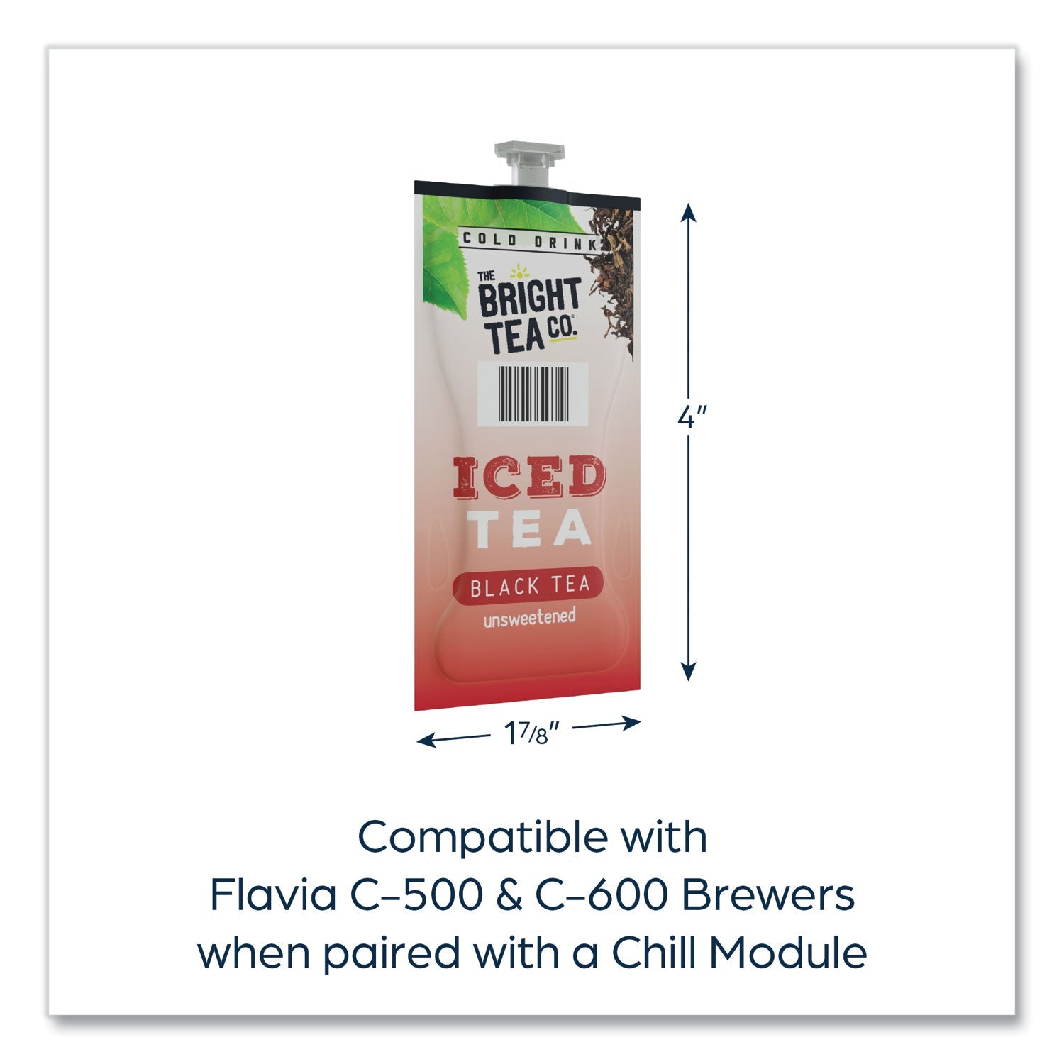 FLAVIA® The Bright Tea Co. Unsweetened Iced Black Tea Freshpack, 100/Carton - Bloom Skins