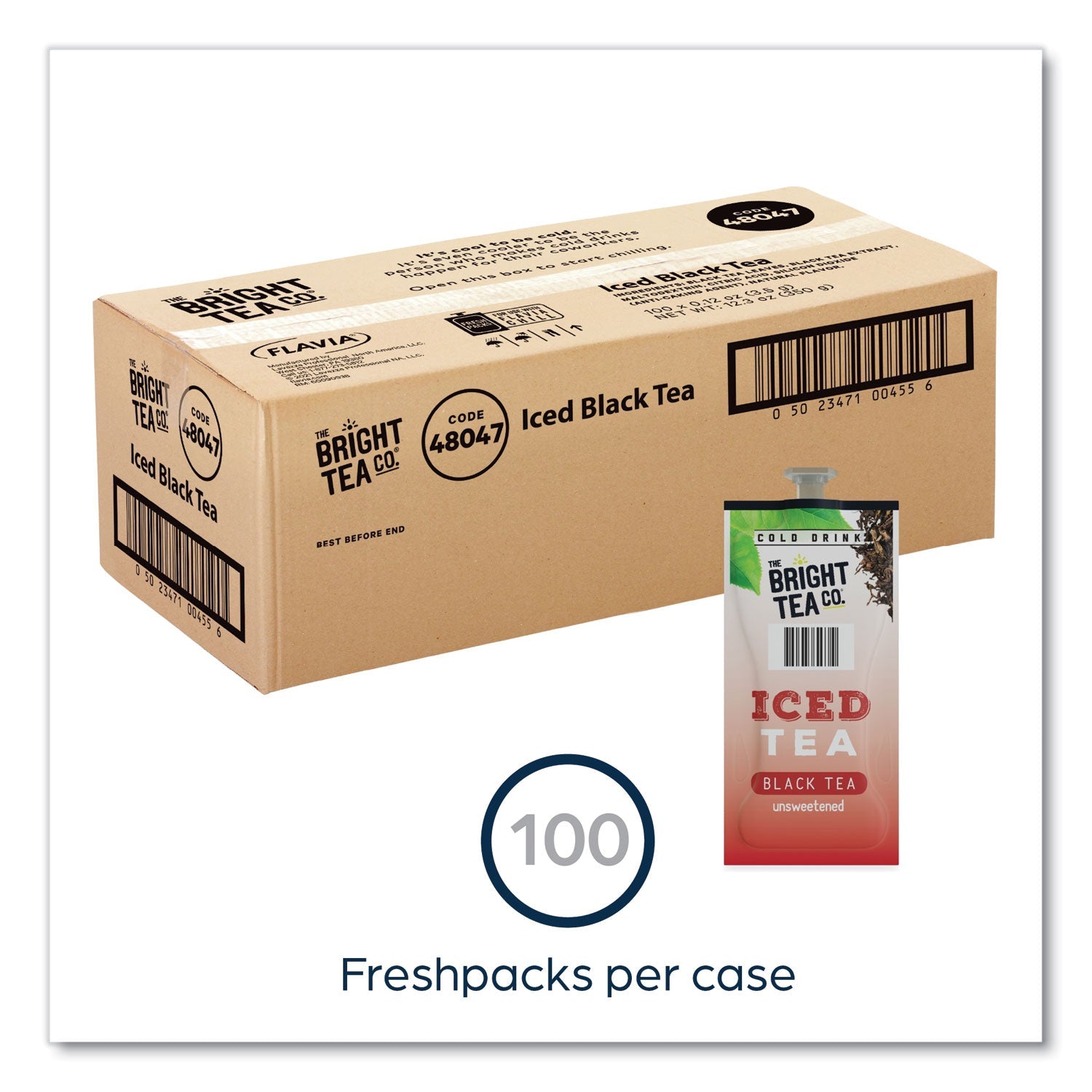 FLAVIA® The Bright Tea Co. Unsweetened Iced Black Tea Freshpack, 100/Carton - Bloom Skins