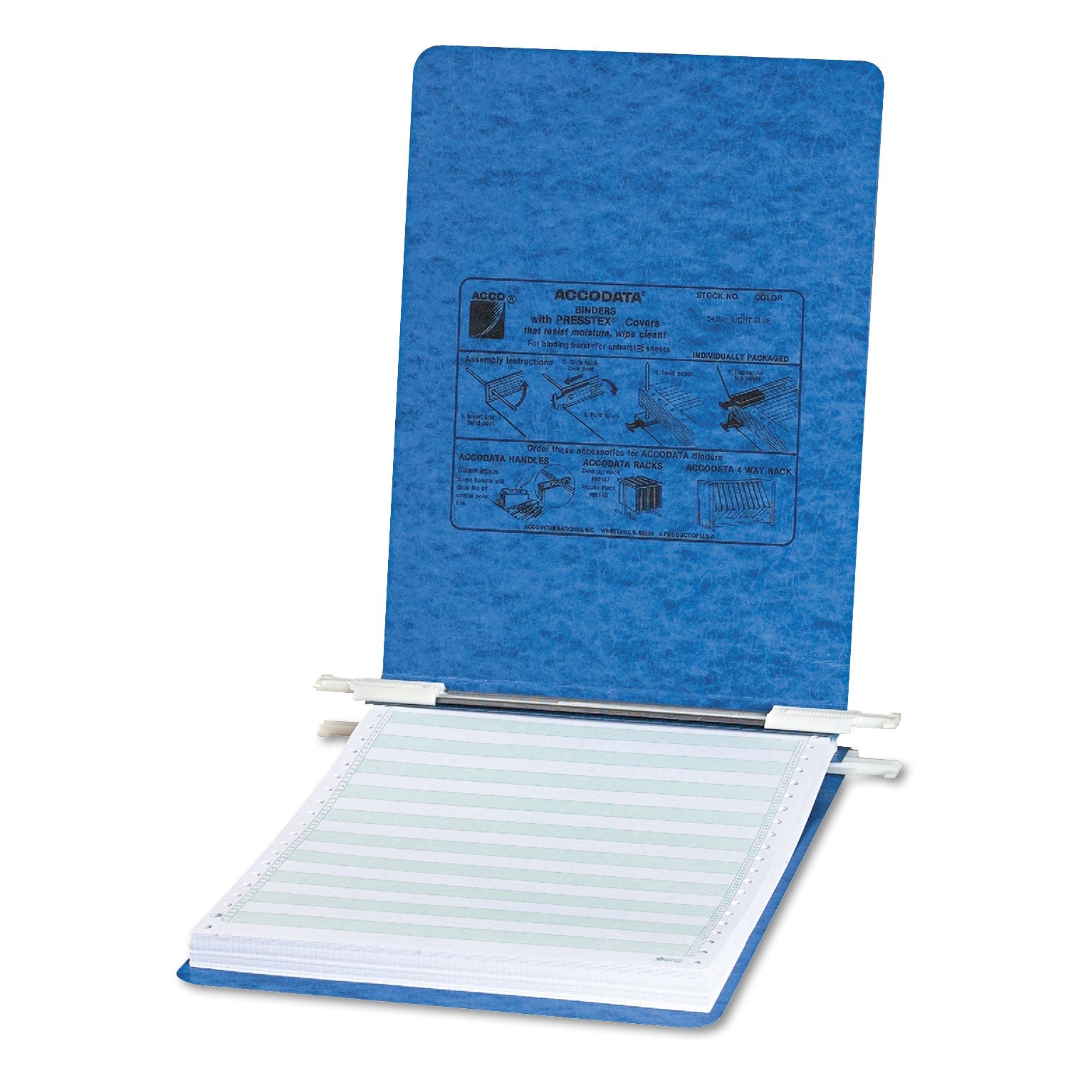 ACCO Presstex Covers With Storage Hooks, 2 Posts, 6" Capacity, 11 X 8.5, Light Blue