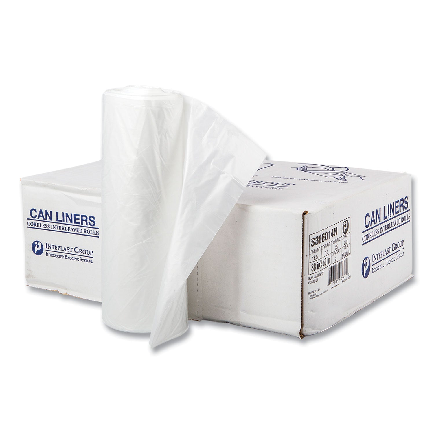 High-Density Can Liners | 60 Gal, Clear, 200/Ctn