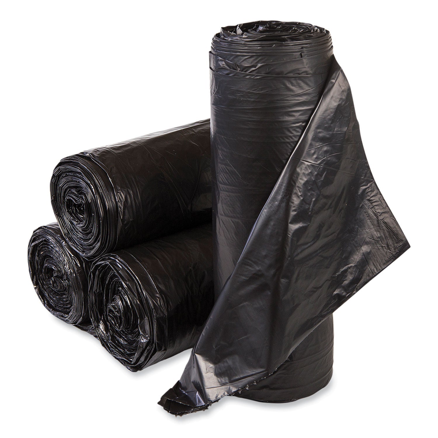 High-Density Can Liner | 60 Gal Black, 25/Roll