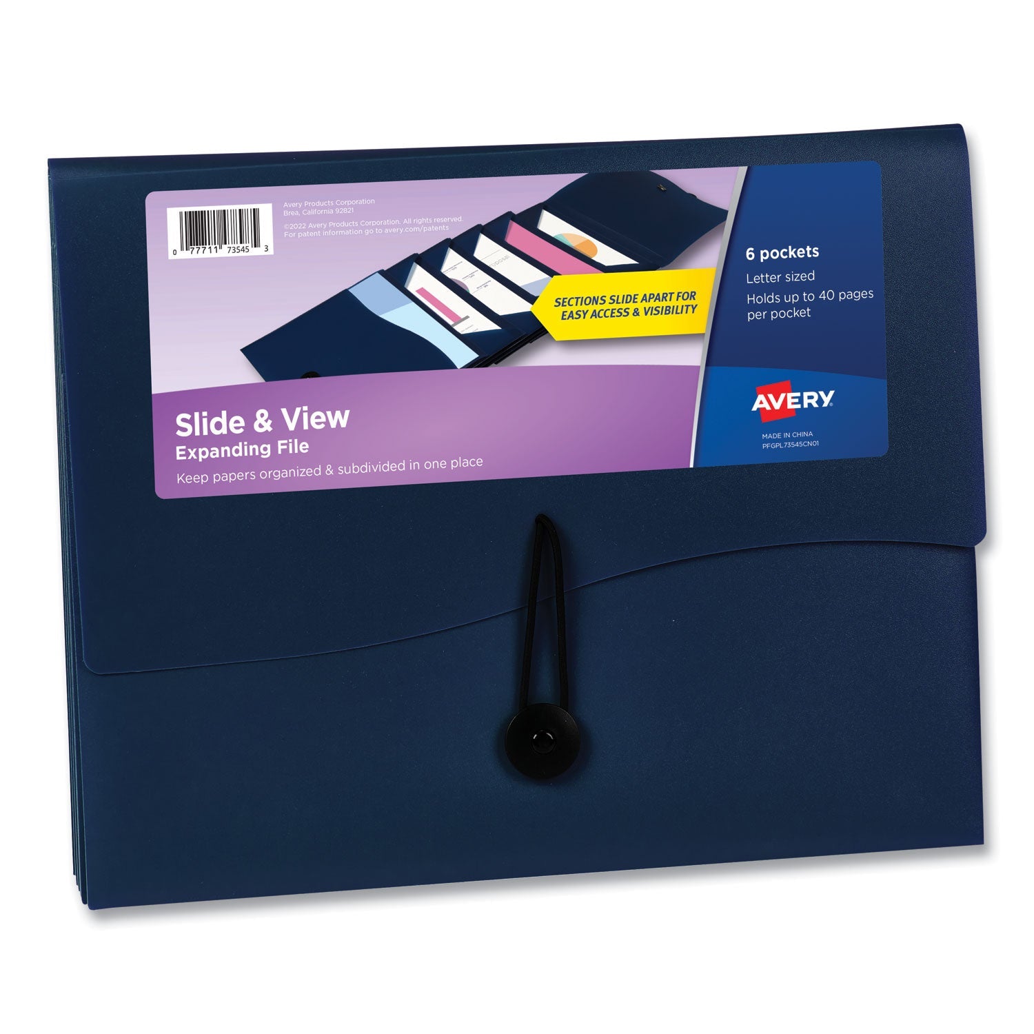 Slide and View Expanding File | Navy Blue