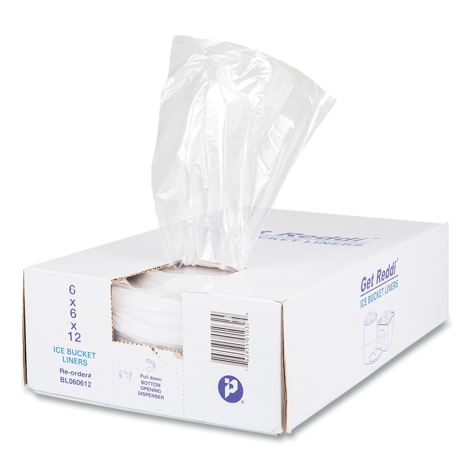 Inteplast Group Ice Bucket Liner Bags, 96 oz, 6" x 6" x 12", Clear, 1,000/Carton