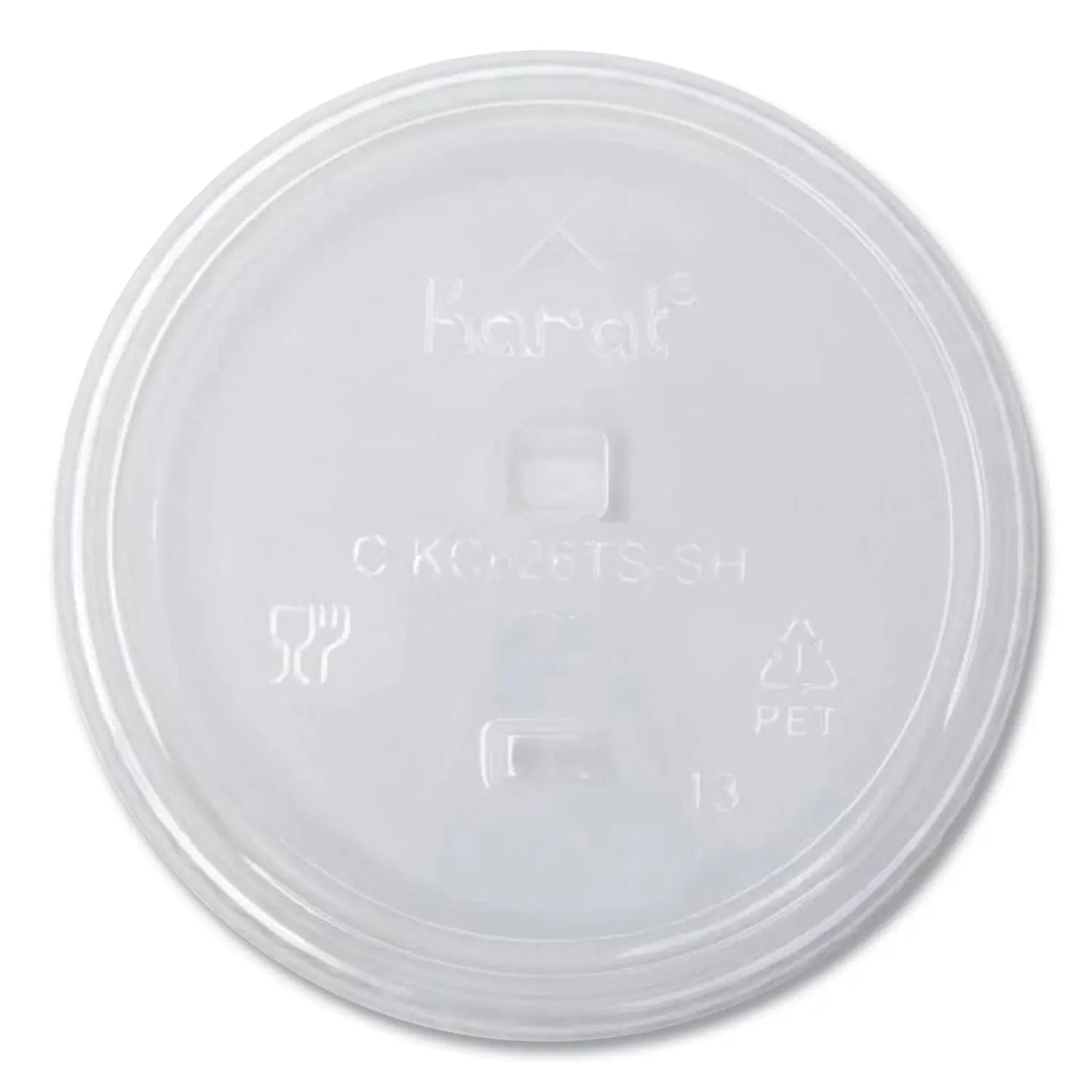 Karat® PET Lids, Strawless Sipper, Fits 12 oz to 24 oz Cold Cups, Plastic, Clear, 1,000/Carton