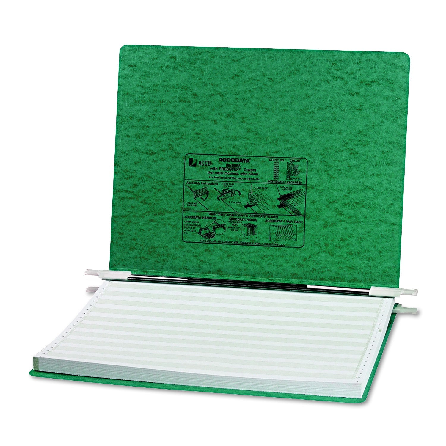 ACCO Presstex Covers With Storage Hooks, 2 Posts, 6" Capacity, 14.88 X 11, Dark Green