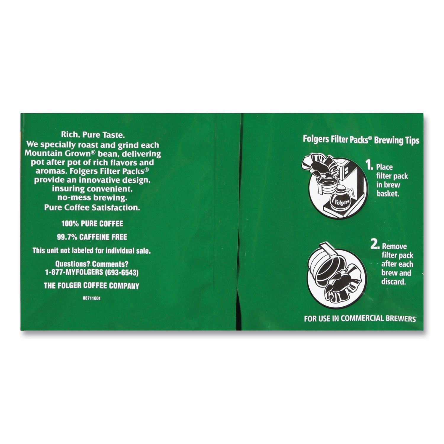 Folgers® Coffee Filter Packs, Decaffeinated Classic Roast, 9/10oz, 10/Pack, 4 Packs/Carton