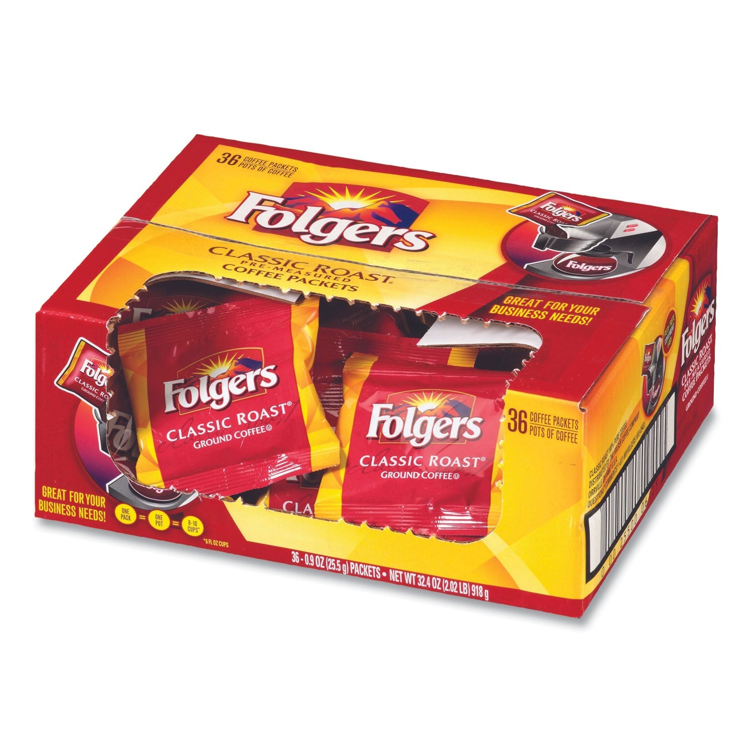 Folgers® Coffee, Classic Roast, 0.9 Oz Fractional Packs, 36/carton