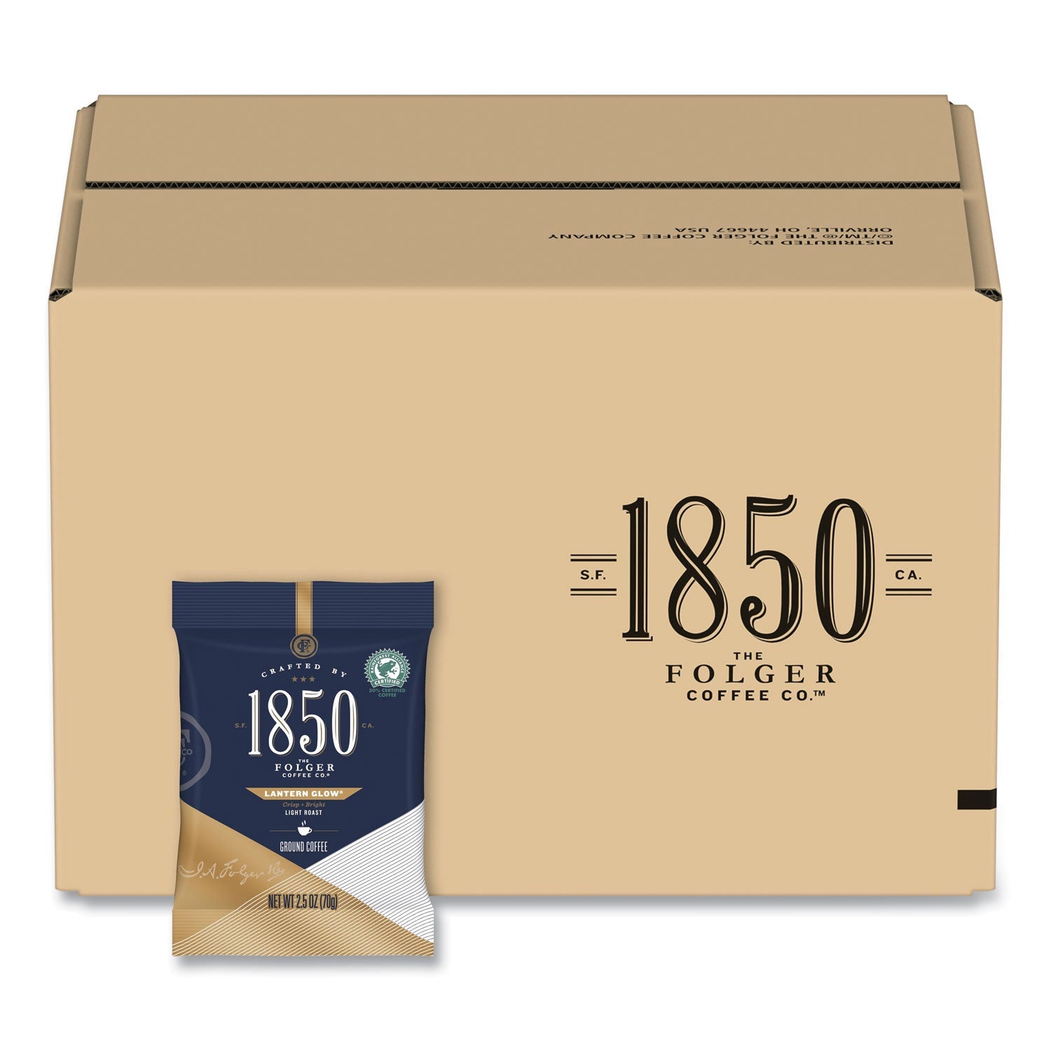 1850 Coffee Fraction Packs, Lantern Glow, Light Roast, 2.5 Oz Pack, 24 Packs/carton