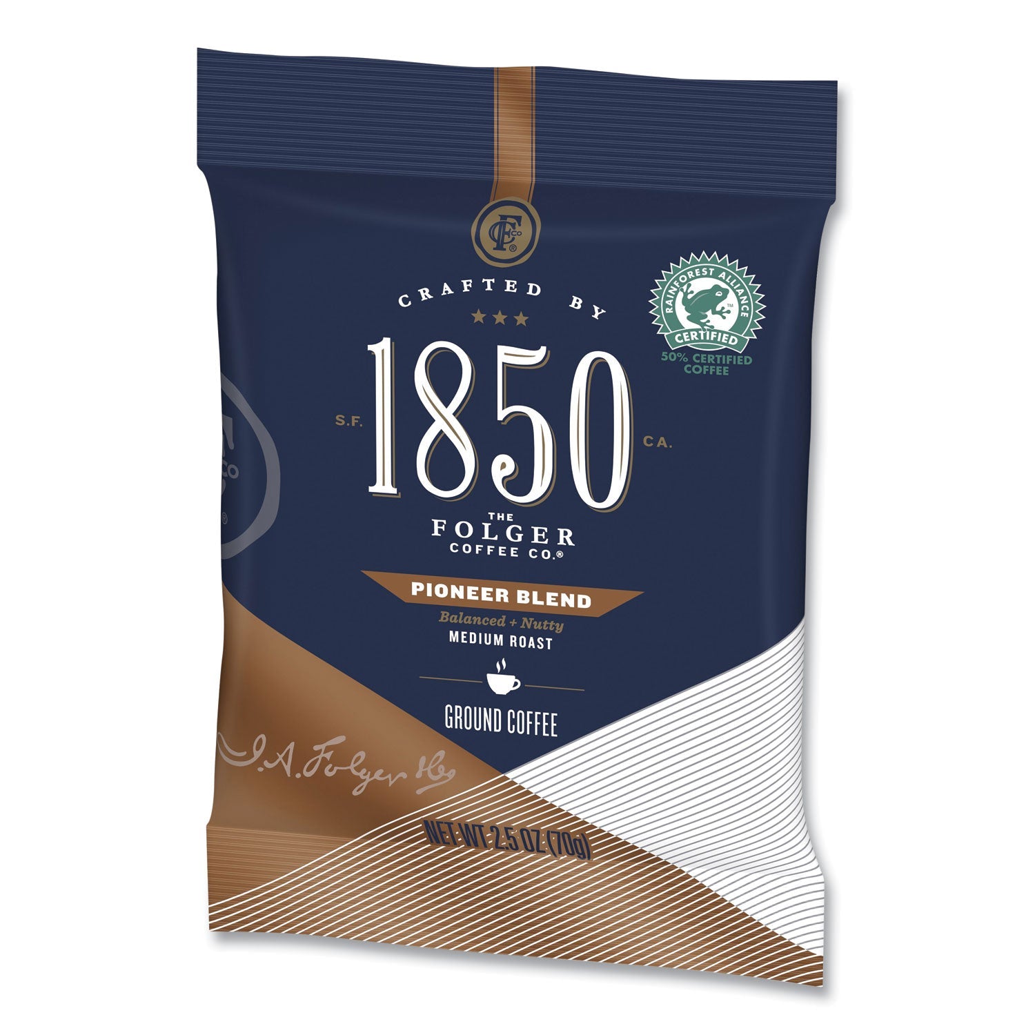 1850 Coffee Fraction Packs, Pioneer Blend, Medium Roast, 2.5 Oz Pack, 24 Packs/carton