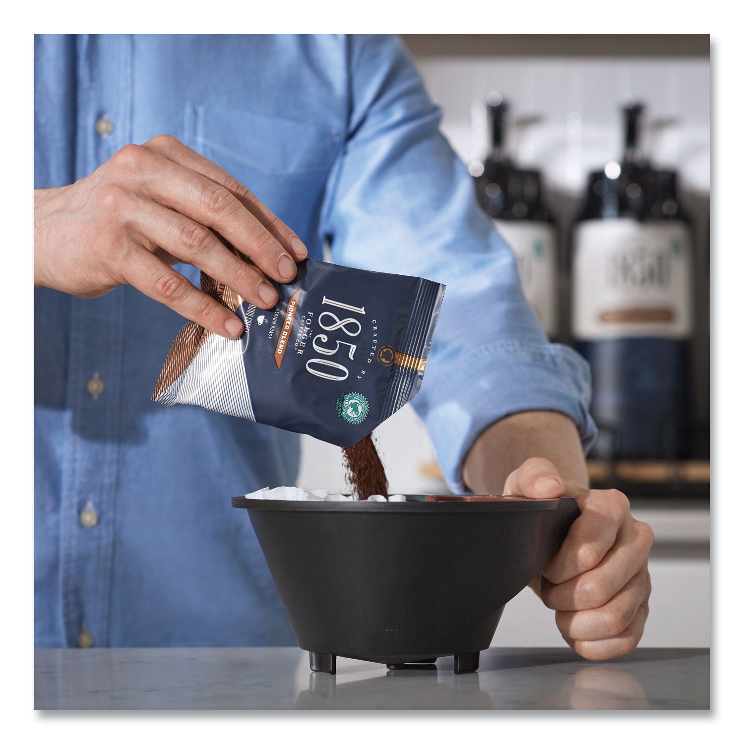 1850 Coffee Fraction Packs, Pioneer Blend, Medium Roast, 2.5 Oz Pack, 24 Packs/carton