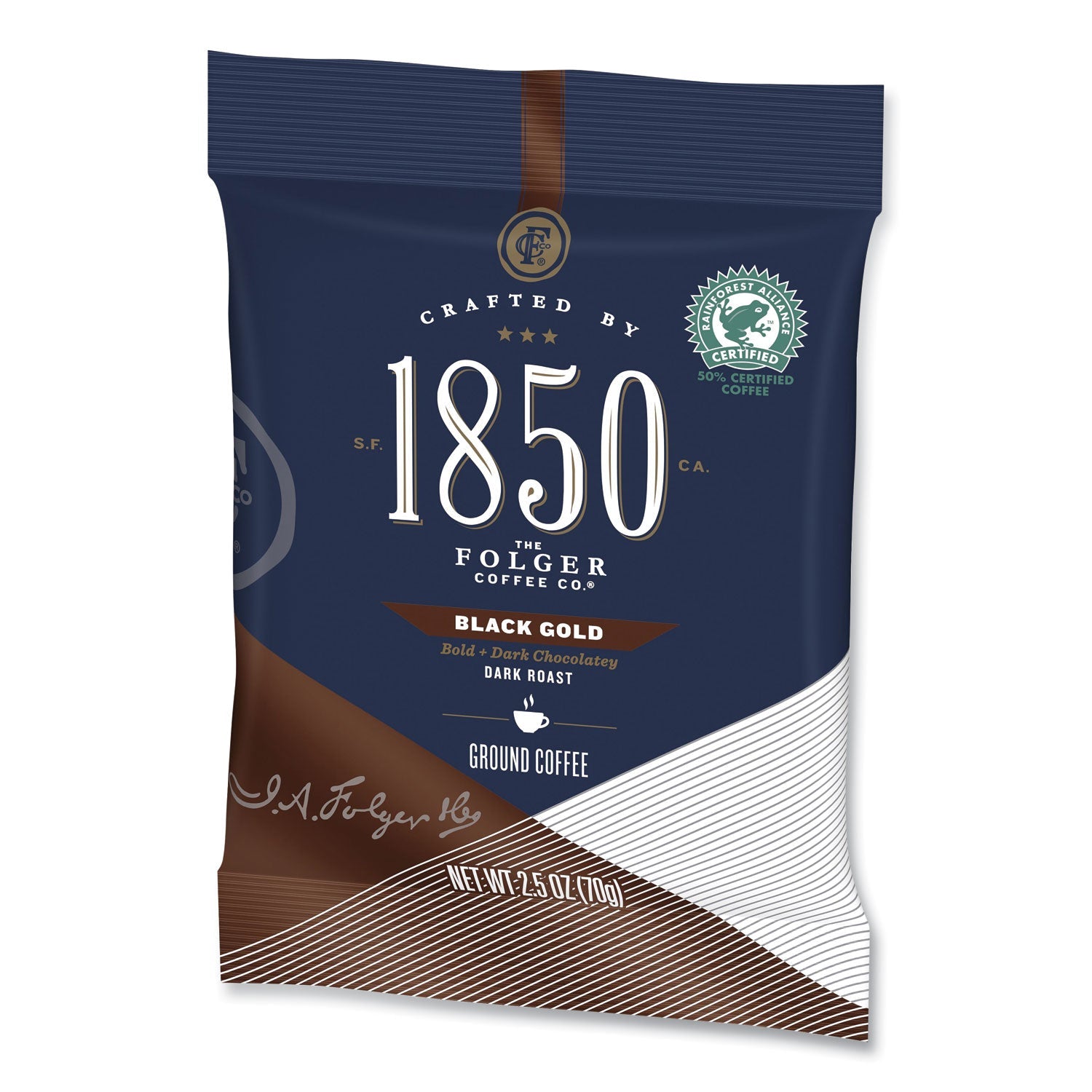 1850 Coffee Fraction Packs, Black Gold, Dark Roast, 2.5 Oz Pack, 24 Packs/carton