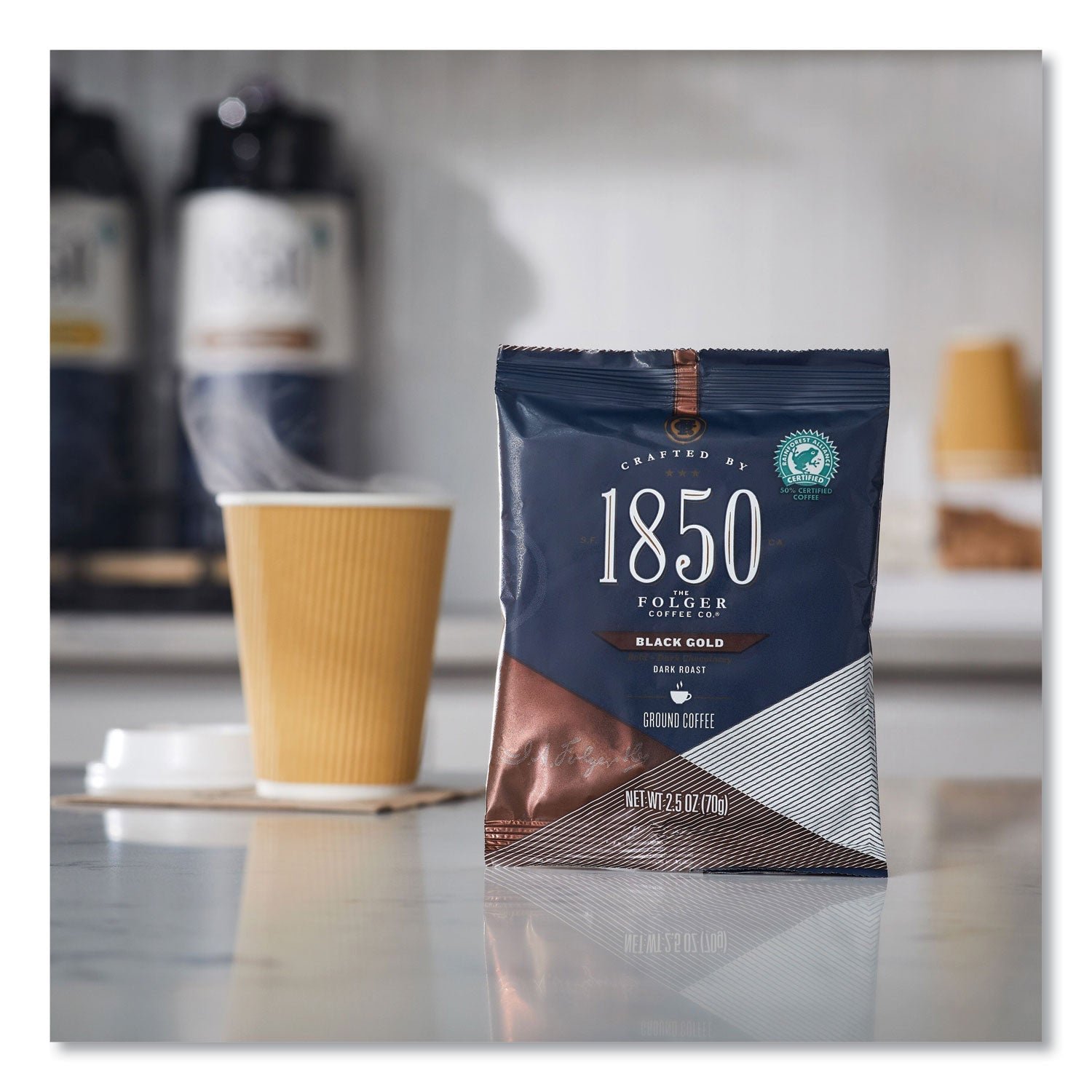 1850 Coffee Fraction Packs, Black Gold, Dark Roast, 2.5 Oz Pack, 24 Packs/carton