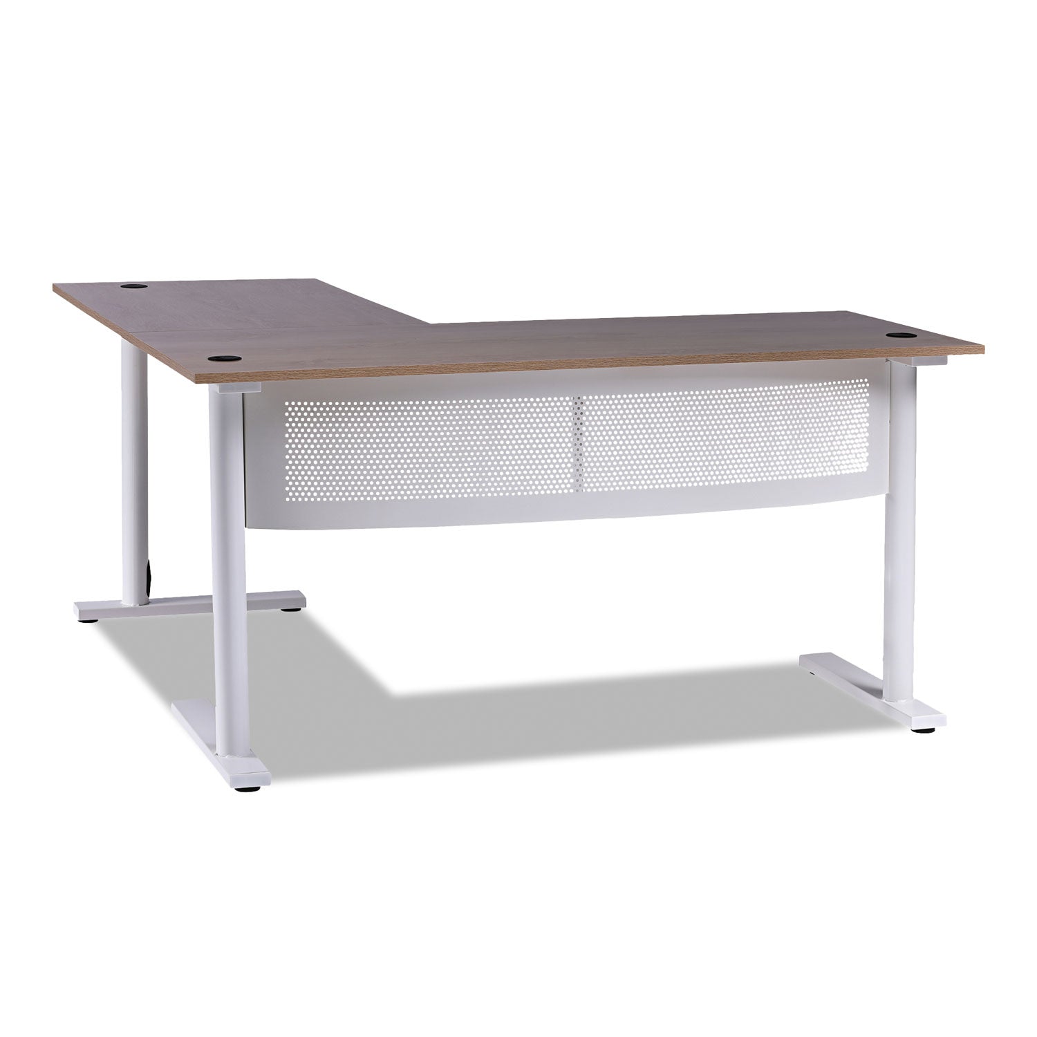 L-Shaped Writing Desk | 59" | Beigewood/White