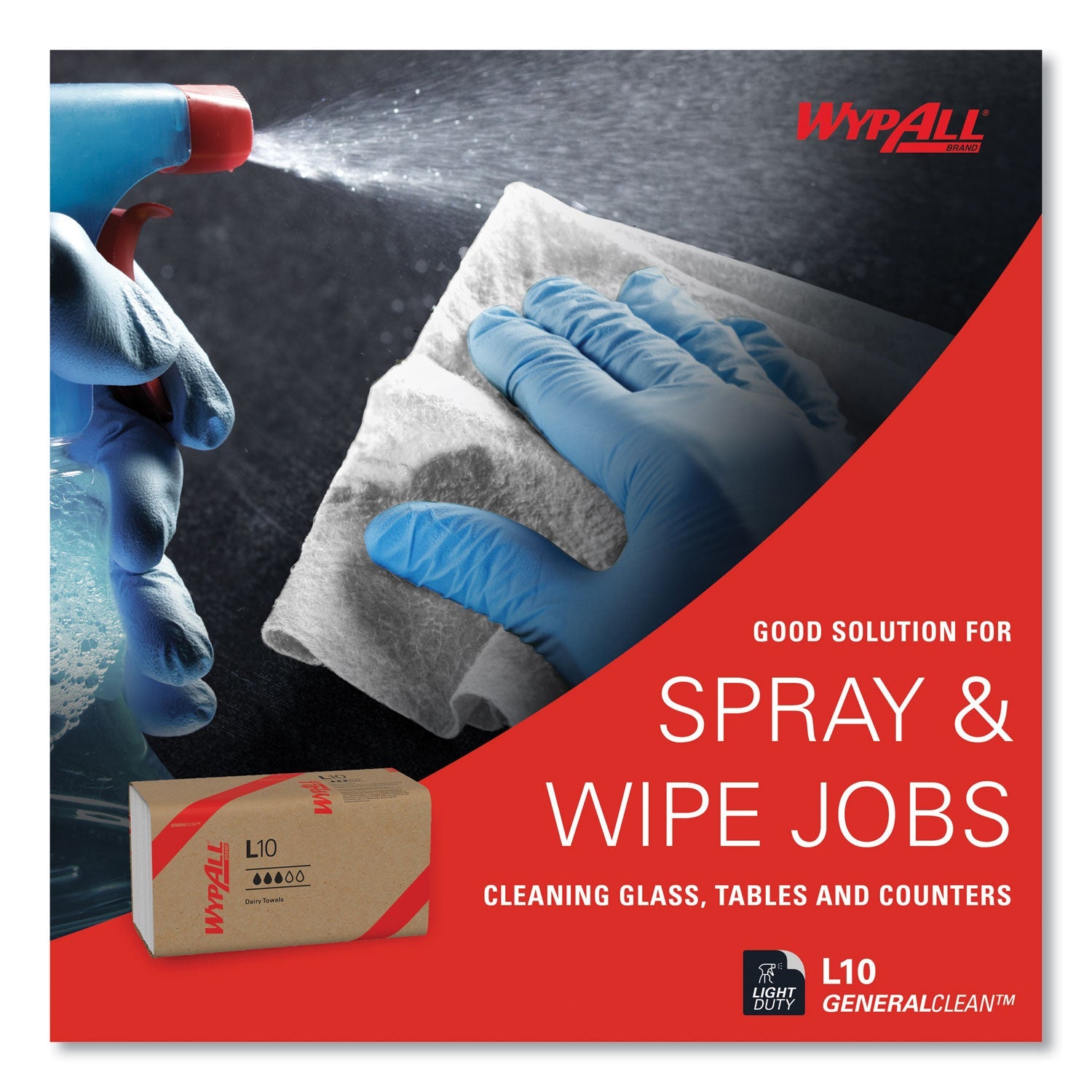 WypAll® L10 SANI-PREP Dairy Towels, Banded, 2-Ply, 9.3 x 10.5, Unscented, White, 200/Pack, 12 Packs/Carton - Bloom Skins