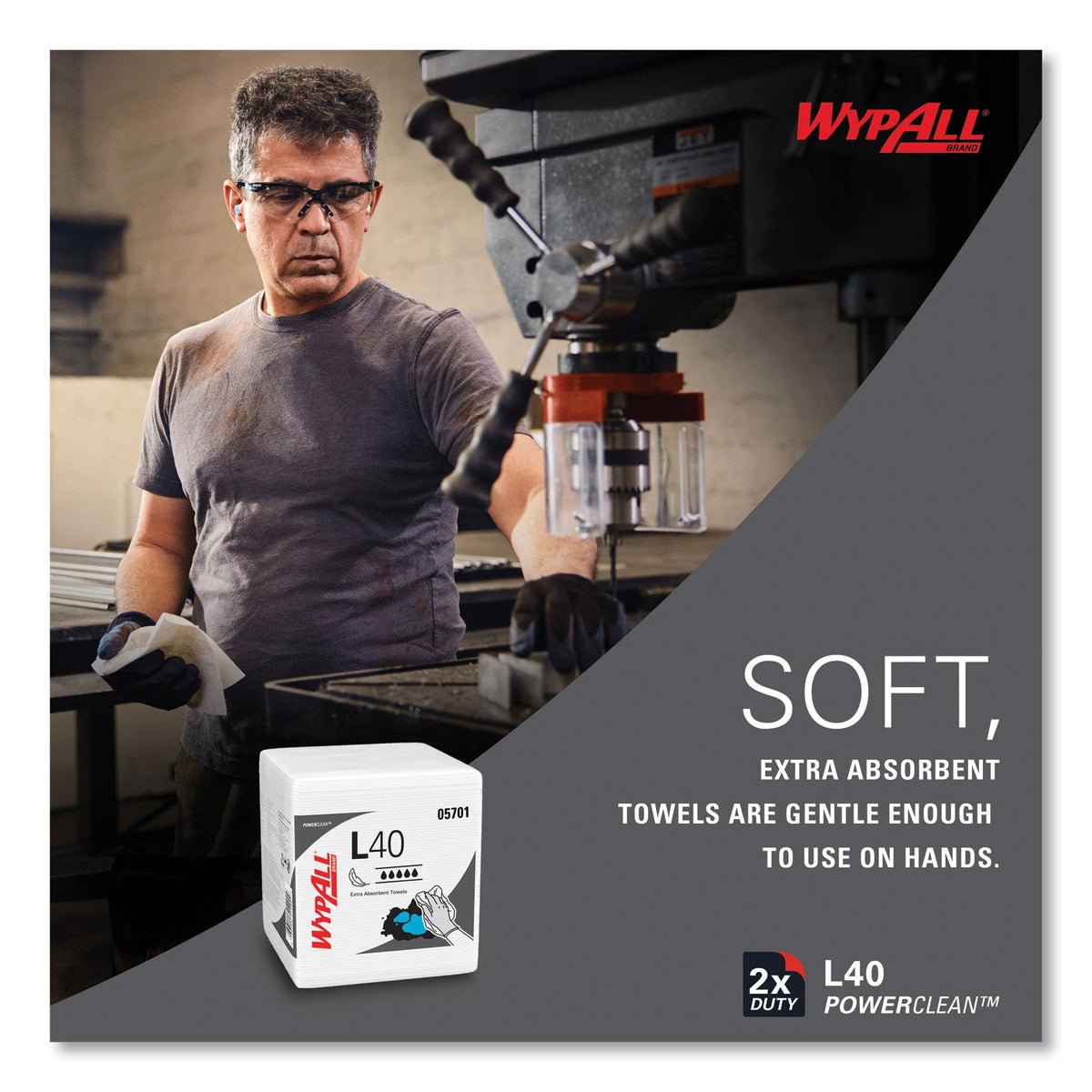 WypAll® L40 Towels, 1/4 Fold, 12.5 x 12, White, 56/Box, 18 Packs/Carton