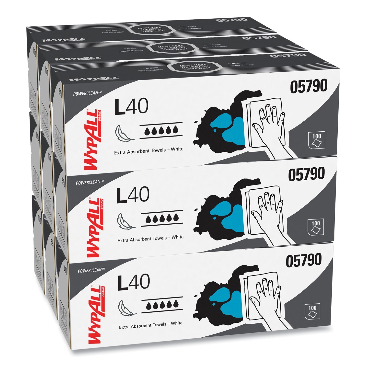 WypAll® L40 Towels, POP-UP Box, 16.4 x 9.8, White, 100/Box, 9 Boxes/Carton