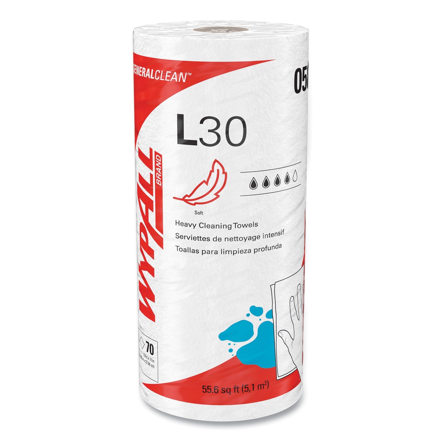 WypAll® L30 Towels, 11 x 10.4, White, 70 Sheets/Roll