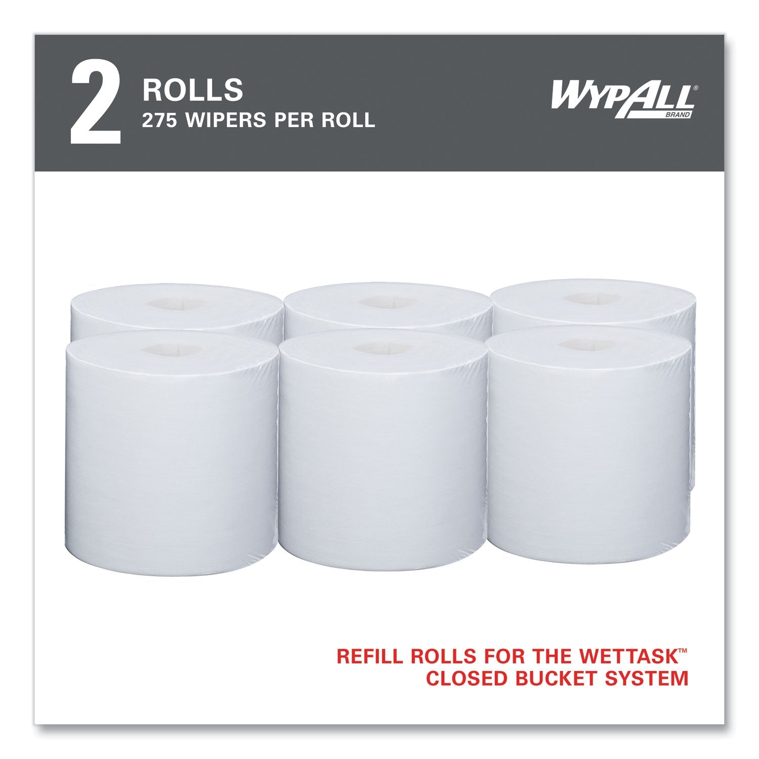 WypAll® Power Clean Wipers for Solvents WetTask Customizable Wet Wiping System, Wipers Only, 9 x 15, White, 275/Roll, 2 Rolls/Carton