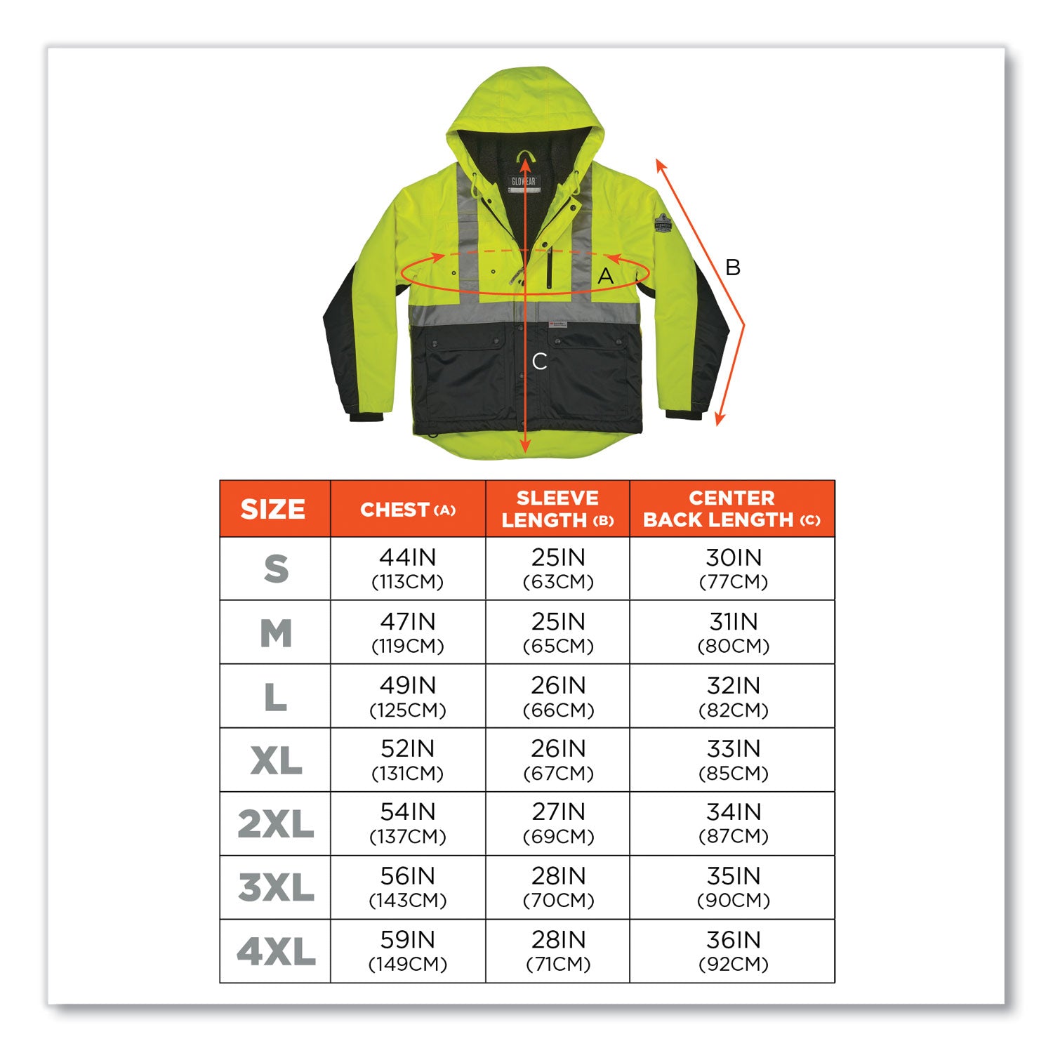 ergodyne® GloWear 8275 Class 2 Heavy-Duty Hi-Vis Workwear Sherpa Lined Jacket, 2X-Large, Lime