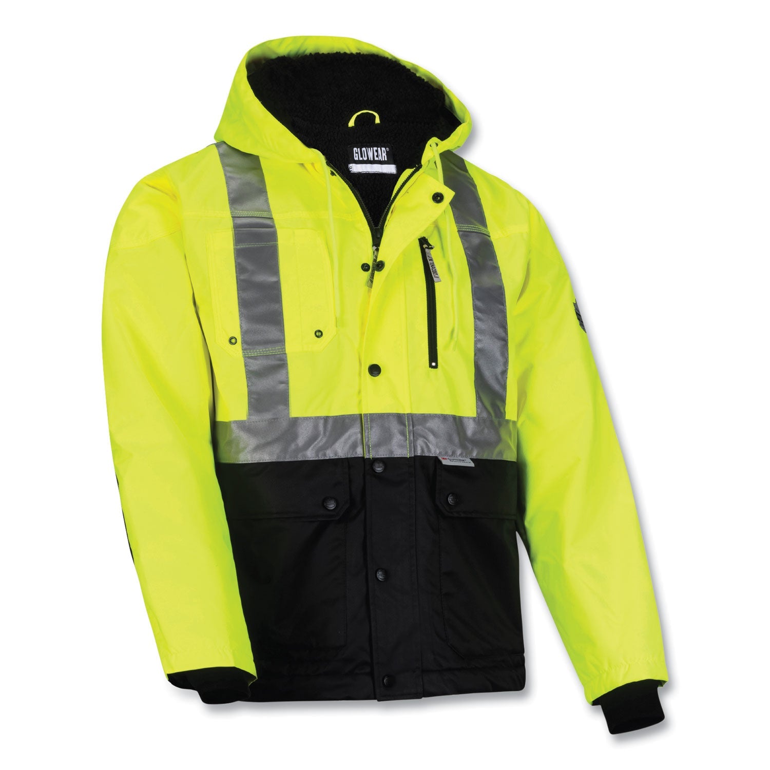 ergodyne® GloWear 8275 Class 2 Heavy-Duty Hi-Vis Workwear Sherpa Lined Jacket, 3X-Large, Lime