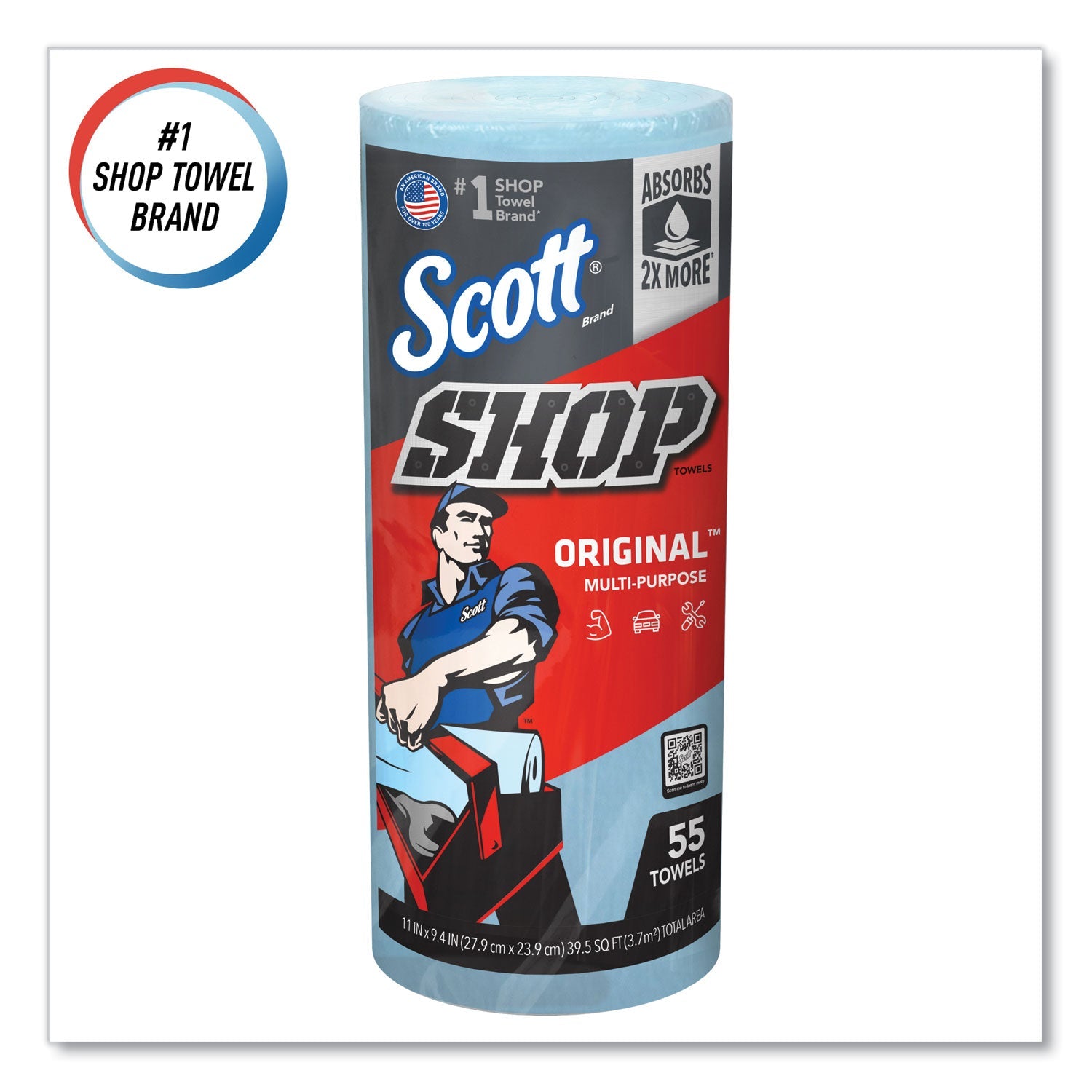 Scott® Shop Towels, Standard Roll, 1-Ply, 9.4 x 11, Blue, 55/Roll, 30 Rolls/Carton