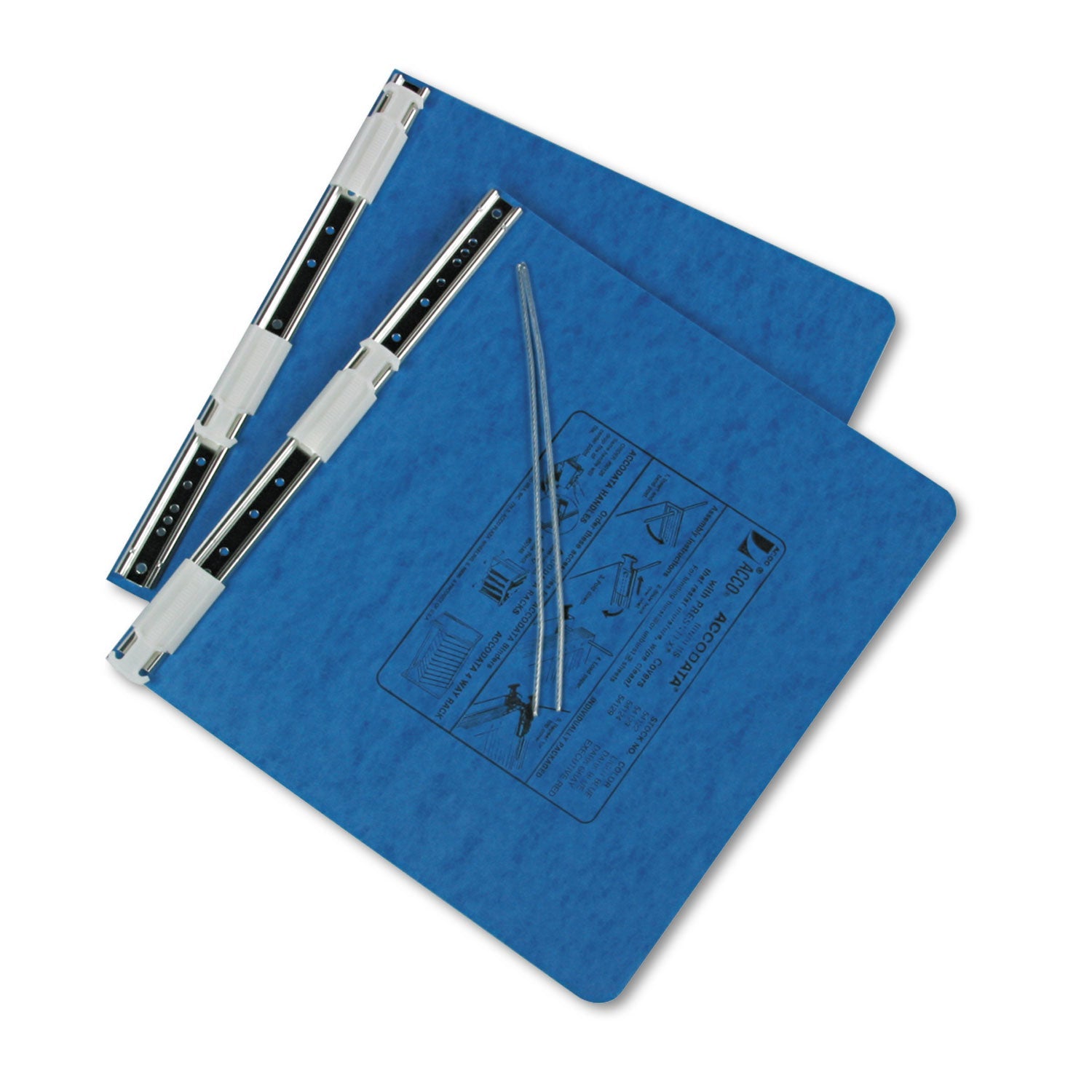 ACCO Presstex Covers With Storage Hooks, 2 Posts, 6" Capacity, 11 X 8.5, Light Blue