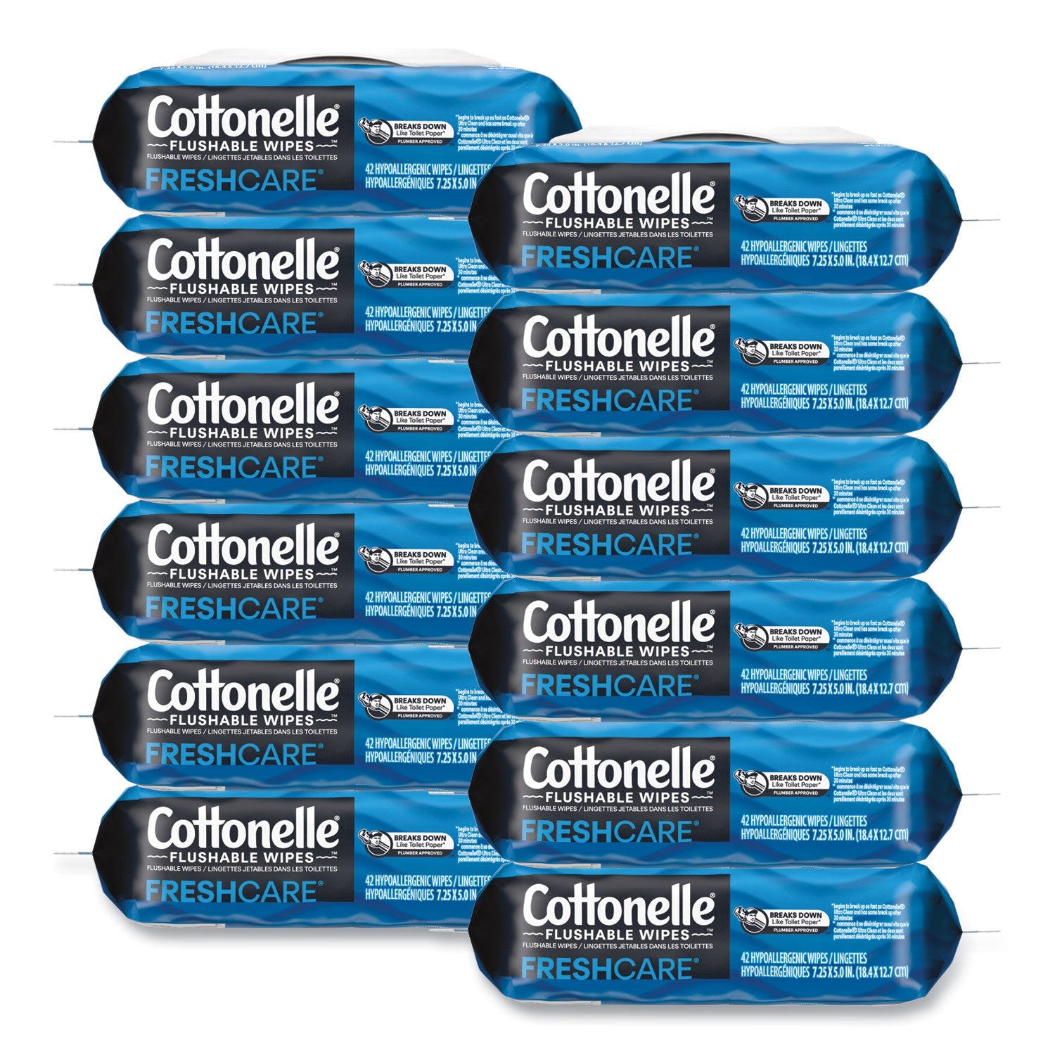 Cottonelle® Fresh Care Flushable Cleansing Cloths, 1-Ply, 3.75 x 5.5, White, 42/Pack, 12 Packs/Carton