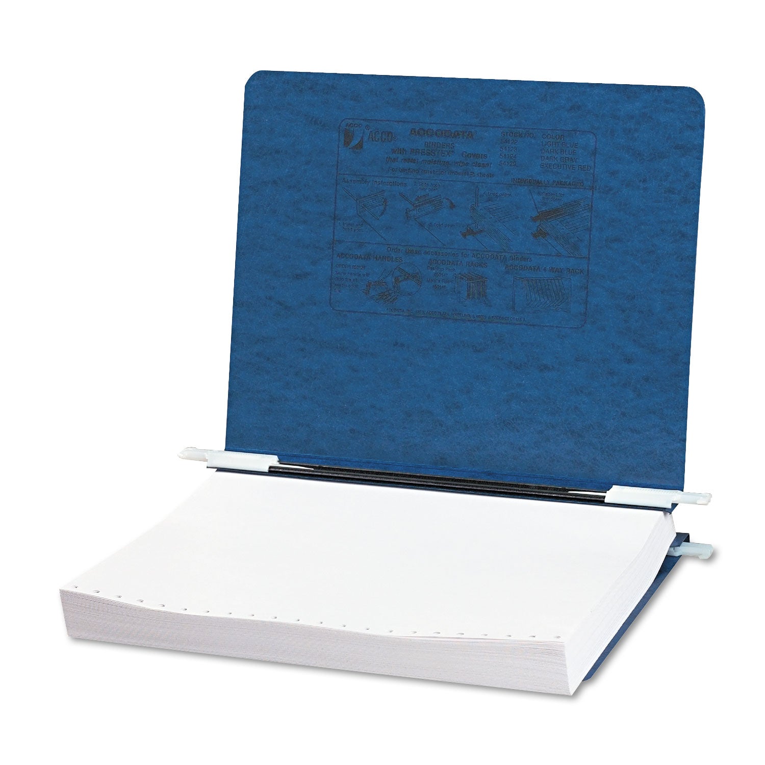 ACCO Presstex Covers With Storage Hooks, 2 Posts, 6" Capacity, 11 X 8.5, Dark Blue