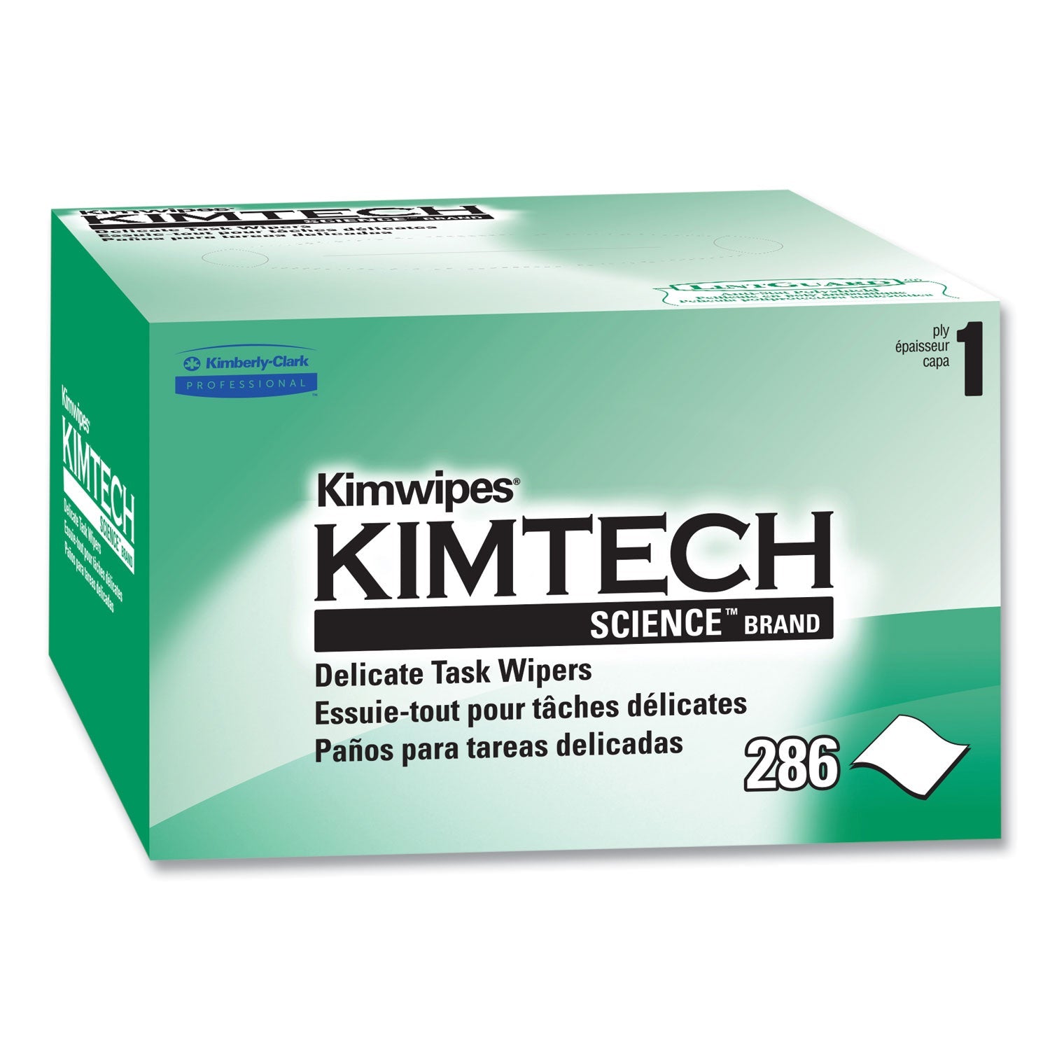 Kimtech™ Kimwipes, Delicate Task Wipers, 1-Ply, 4.4 x 8.4, Unscented, White, 286/Box