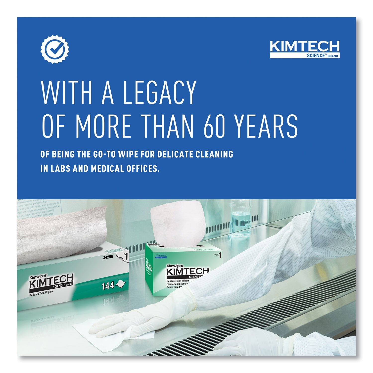Kimtech™ Kimwipes, Delicate Task Wipers, 1-Ply, 4.4 x 8.4, Unscented, White, 286/Box