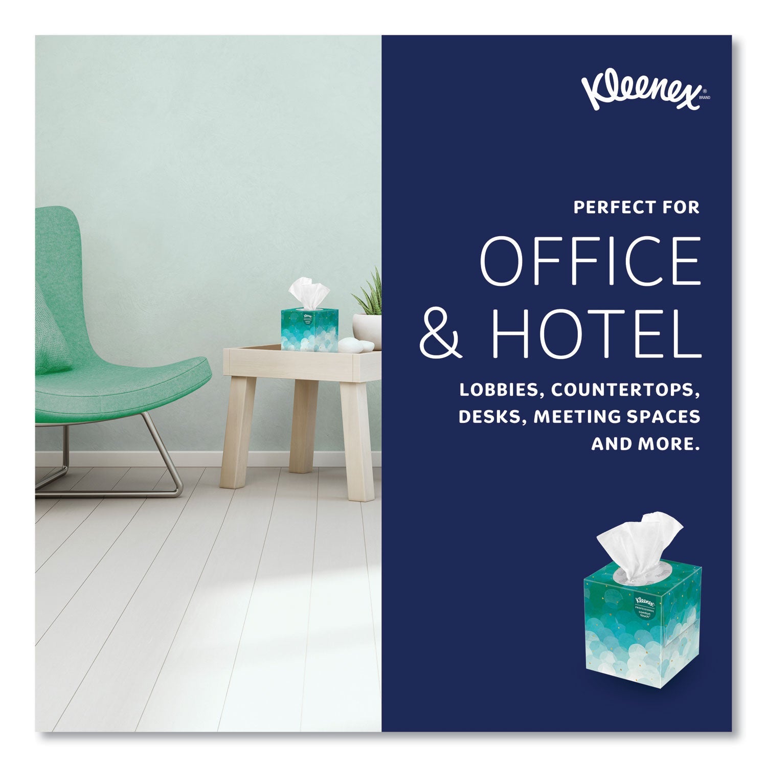 Kleenex® Boutique White Facial Tissue for Business, Pop-Up Box, 2-Ply, 95 Sheets/Box, 6 Boxes/Pack