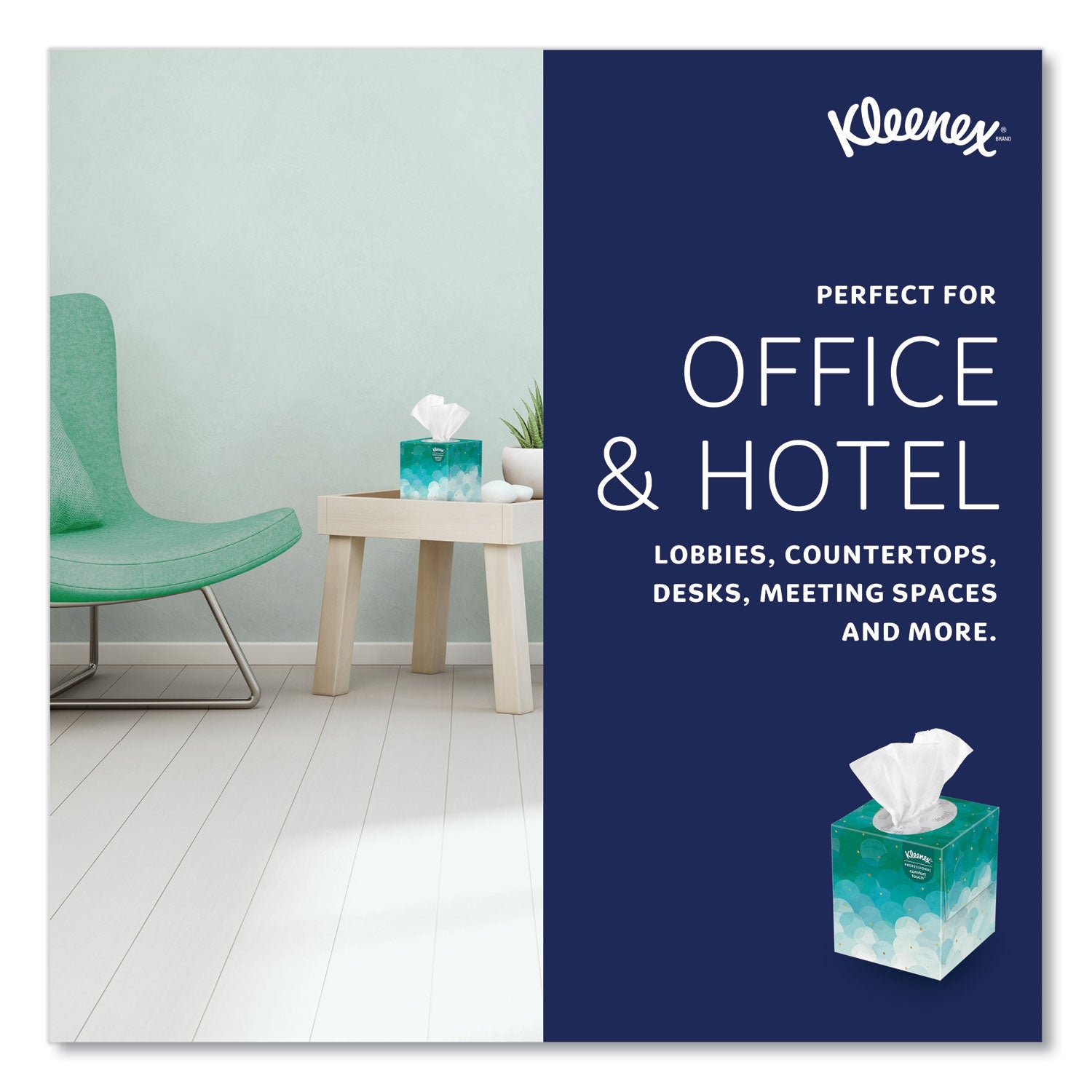 Kleenex® Boutique White Facial Tissue for Business, Pop-Up Box, 2-Ply, 95 Sheets/Box, 6 Boxes/Pack, 6 Packs/Carton