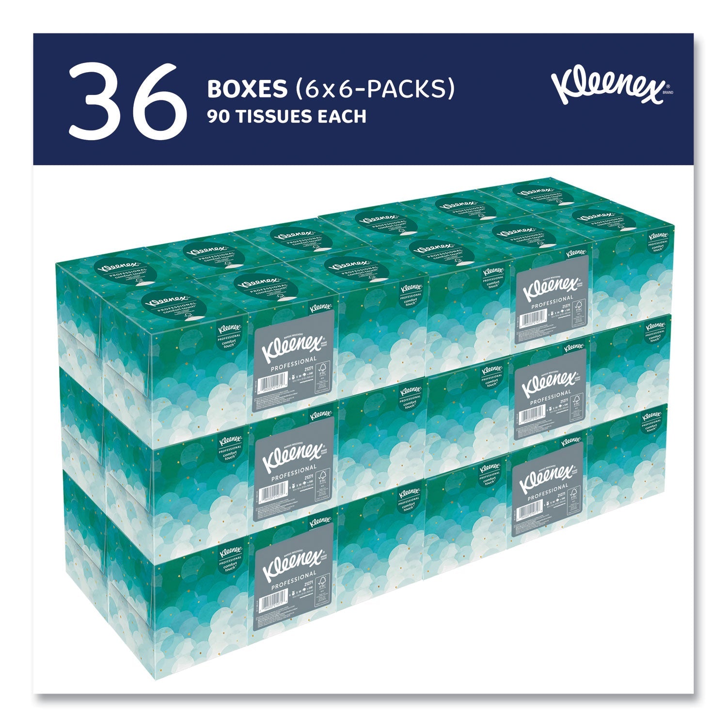 Kleenex® Boutique White Facial Tissue for Business, Pop-Up Box, 2-Ply, 95 Sheets/Box, 6 Boxes/Pack, 6 Packs/Carton