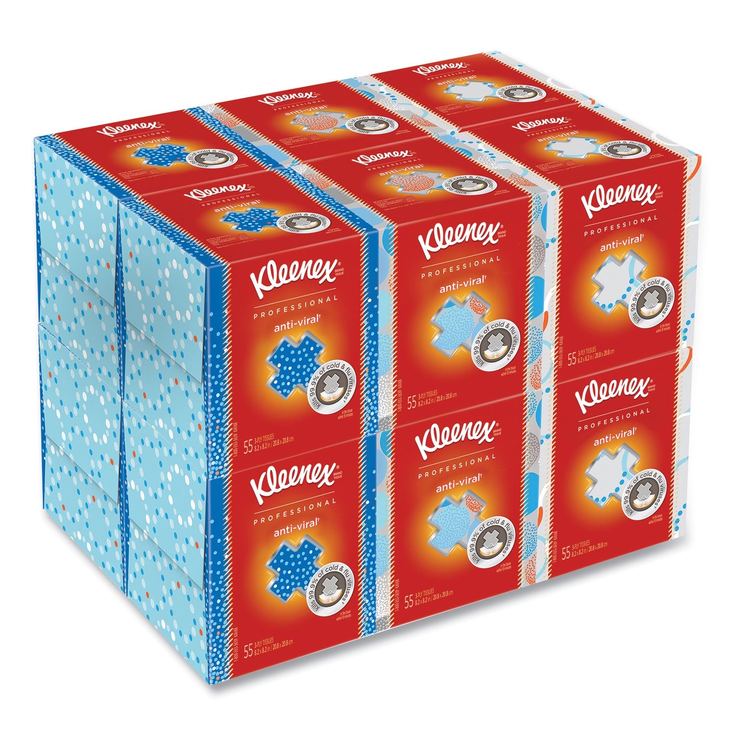 Kleenex® Boutique Anti-Viral Facial Tissue, 3-Ply, White, Pop-Up Box, 60 Sheets/box, 3 Boxes/pack, 4 Packs/carton