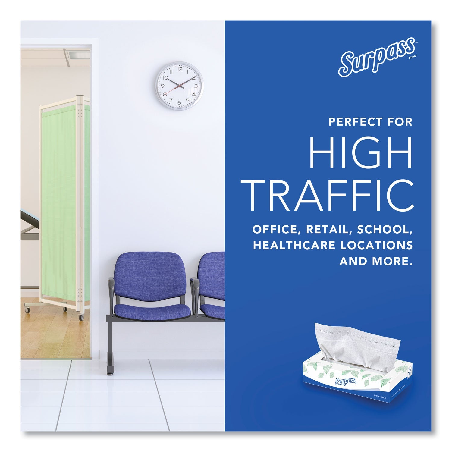 Surpass® Facial Tissue for Business, 2-Ply, White,125 Sheets/Box, 60 Boxes/Carton