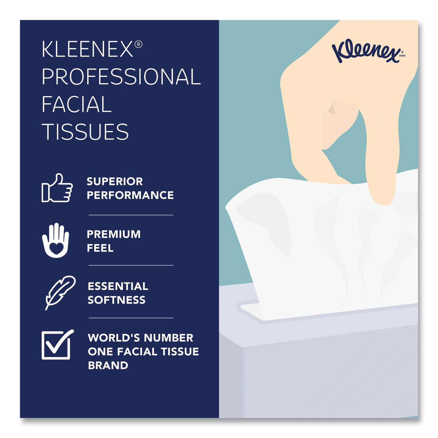 Kleenex® White Facial Tissue for Business, 2-Ply, White, Pop-Up Box, 100 Sheets/Box