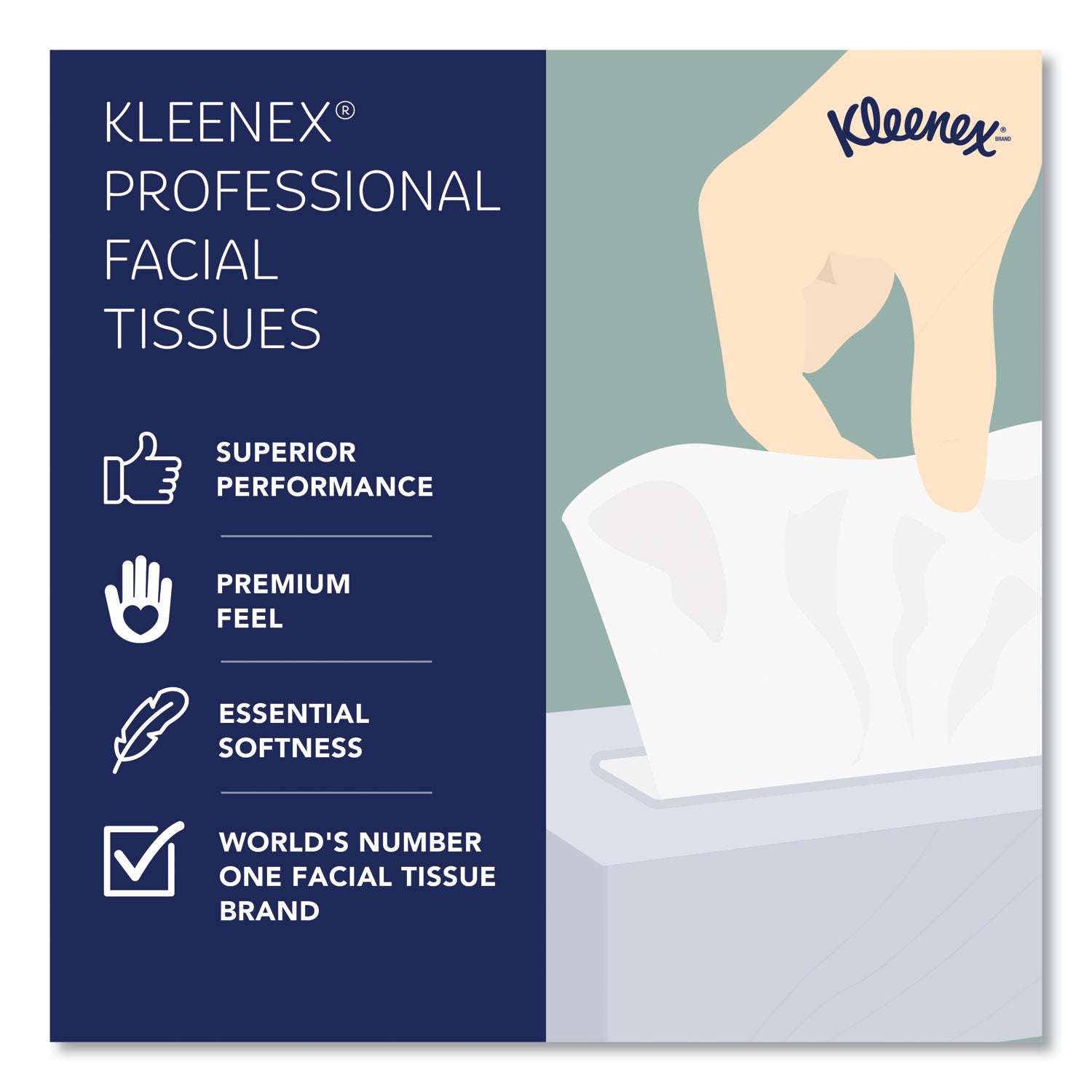 Kleenex® Naturals Facial Tissue for Business, Flat Box, 2-Ply, White, 125 Sheets/Box