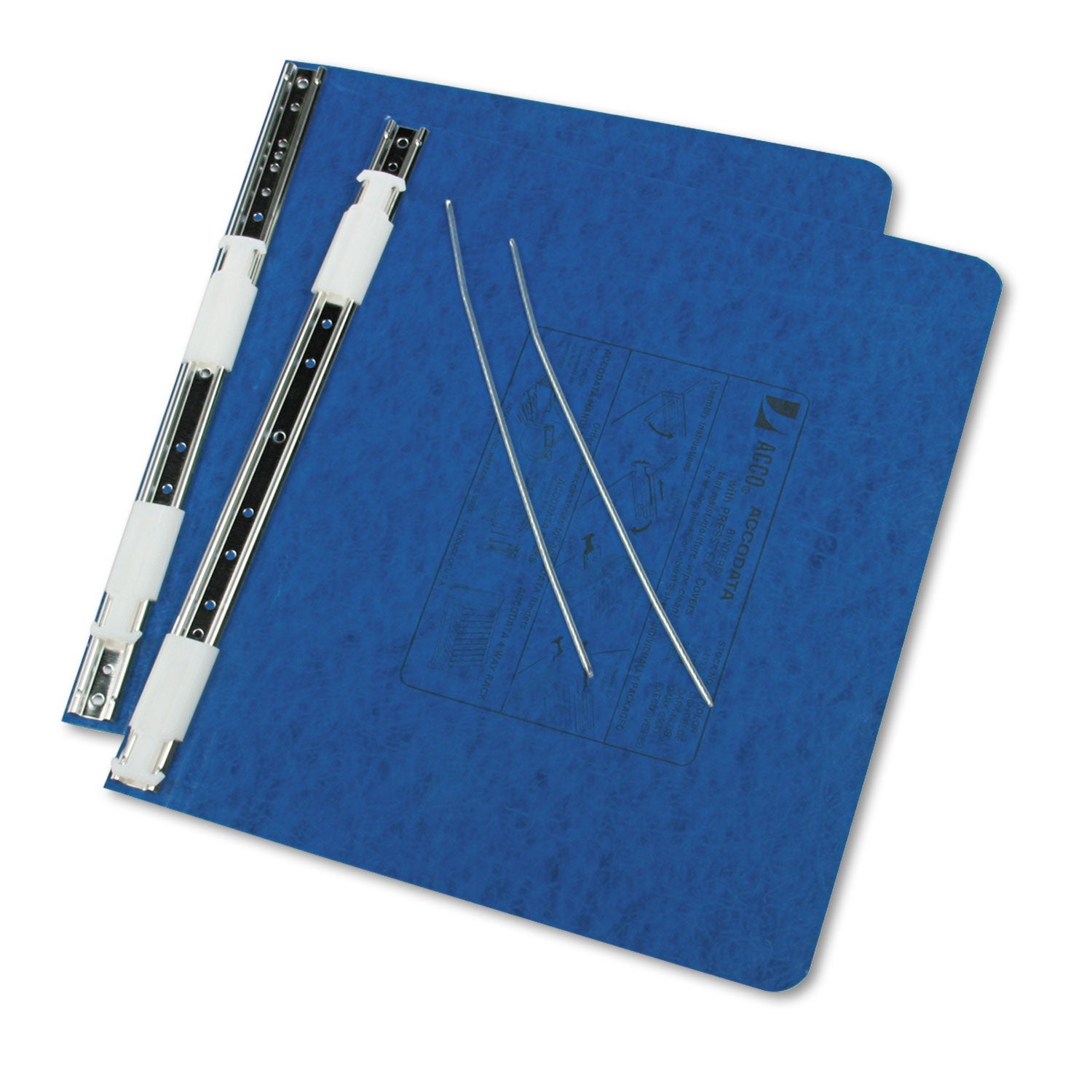 ACCO Presstex Covers With Storage Hooks, 2 Posts, 6" Capacity, 12 X 8.5, Dark Blue