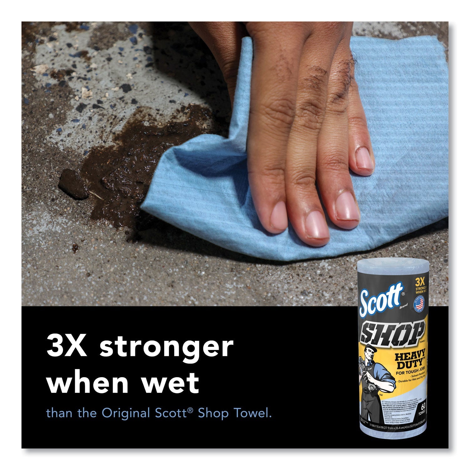 Scott® Pro Shop Towels, Heavy Duty, 1-Ply, 10.4 x 11, Blue, 12 Rolls/Carton