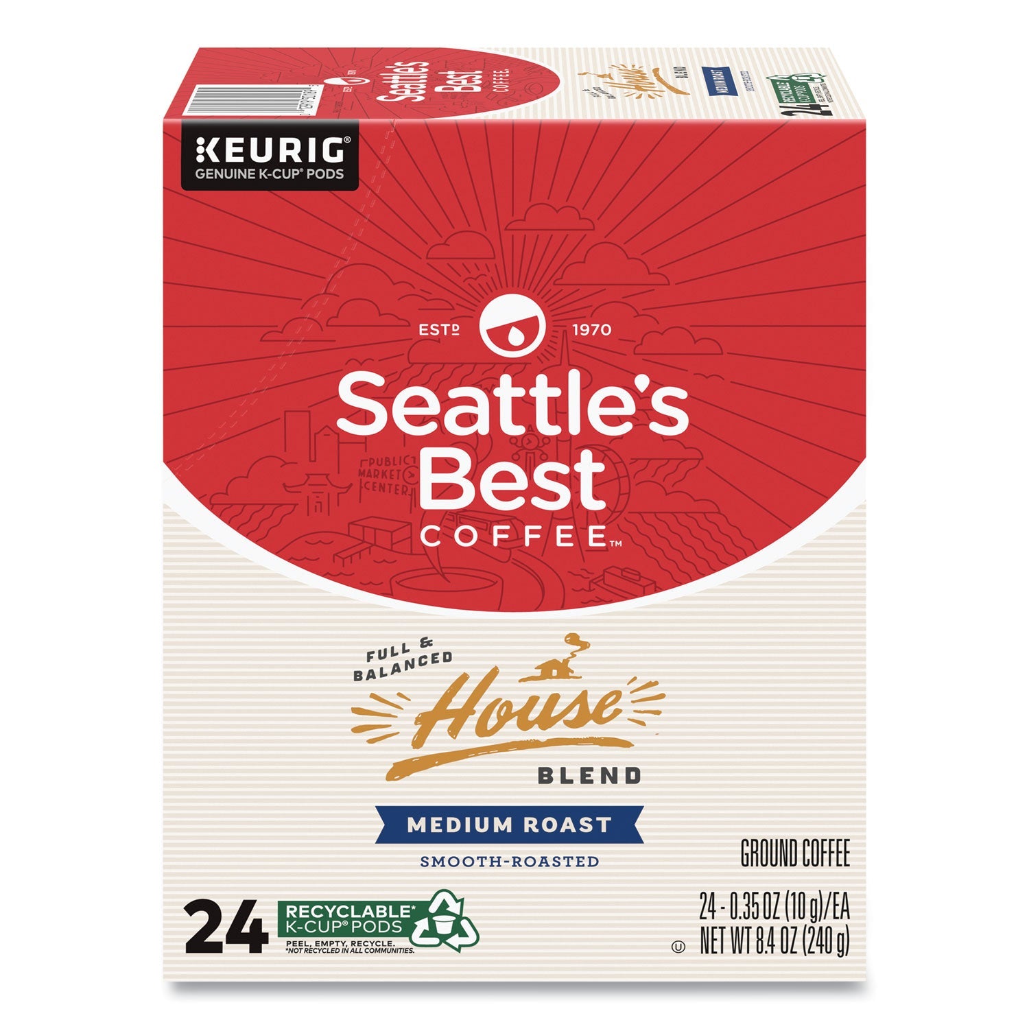 Seattle's Best™ House Blend Coffee K-Cup, 24/Box, 4/Carton