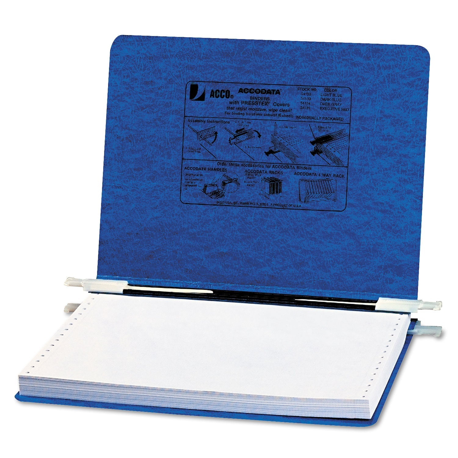 ACCO Presstex Covers With Storage Hooks, 2 Posts, 6" Capacity, 12 X 8.5, Dark Blue